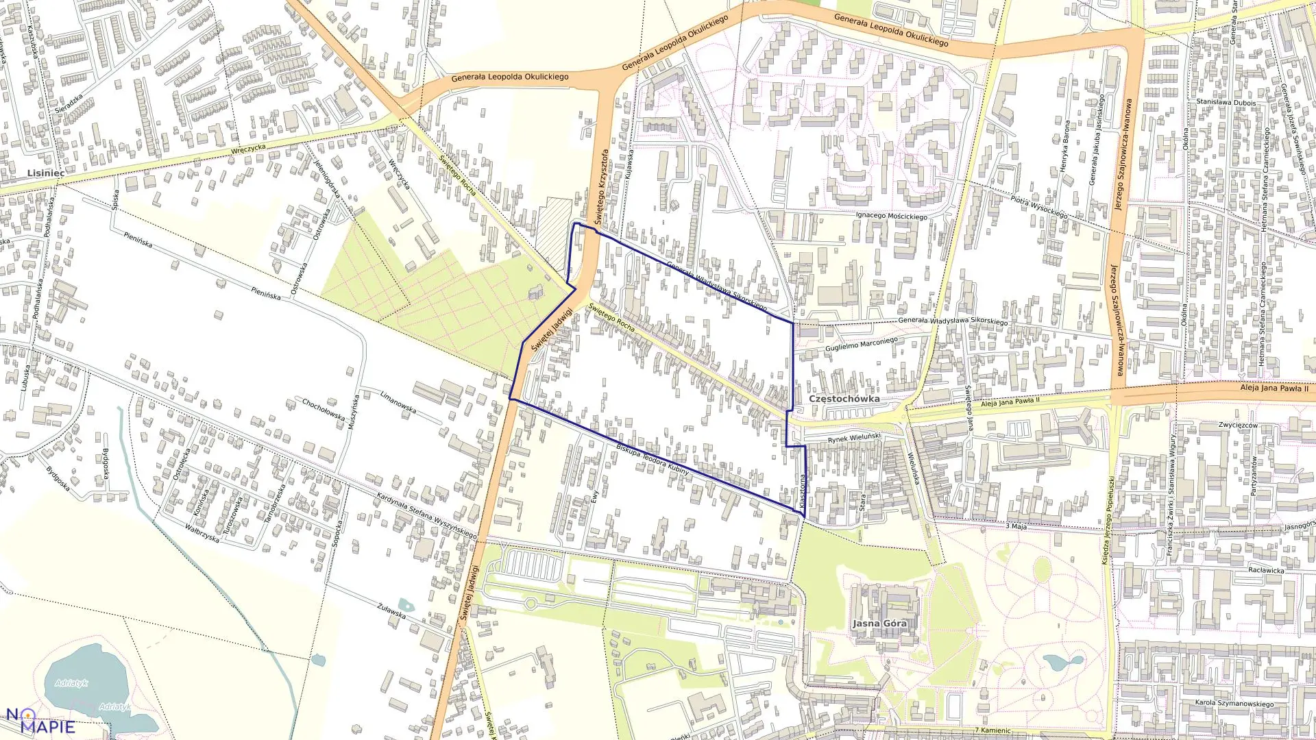 Mapa obrębu 103 w mieście Częstochowa