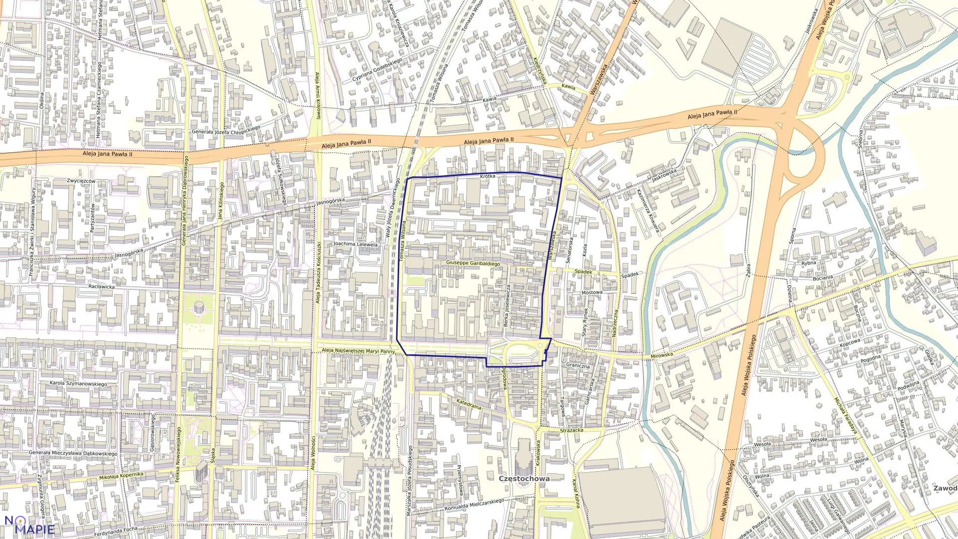 Mapa obrębu 108 w mieście Częstochowa