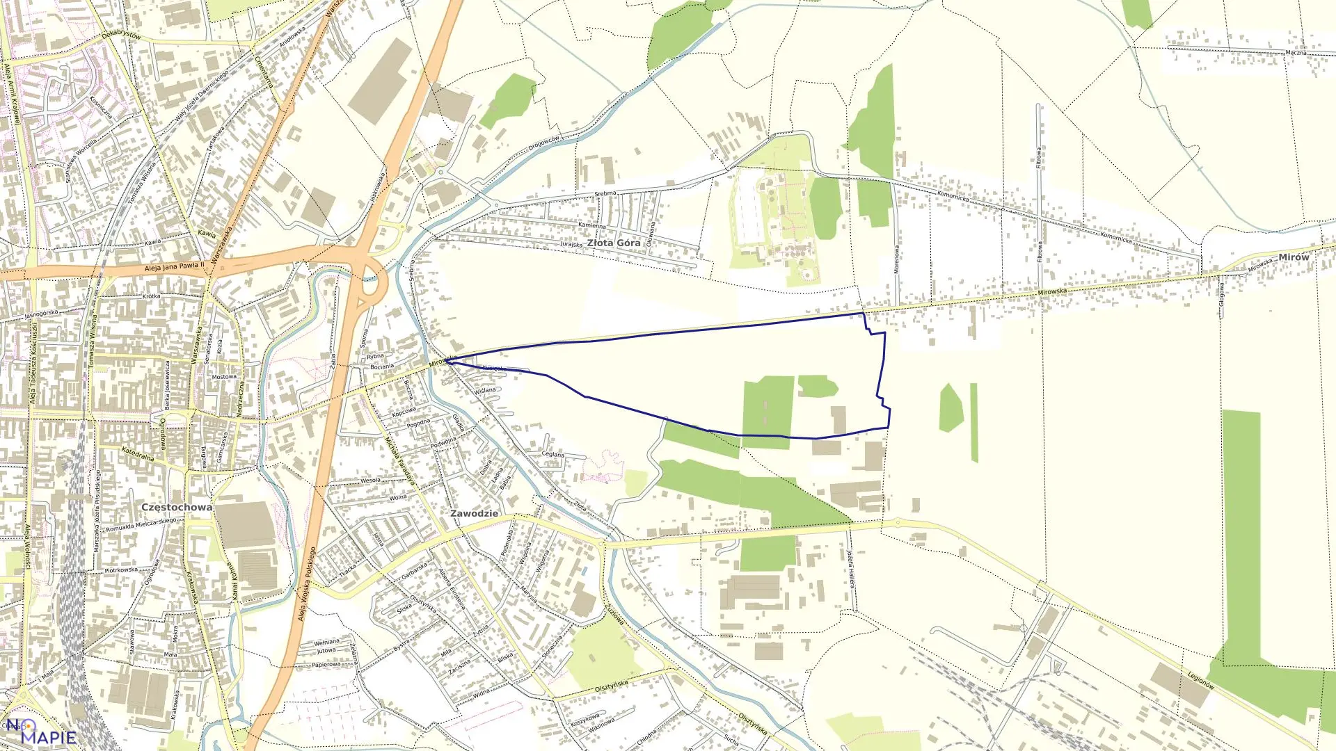 Mapa obrębu 143 w mieście Częstochowa