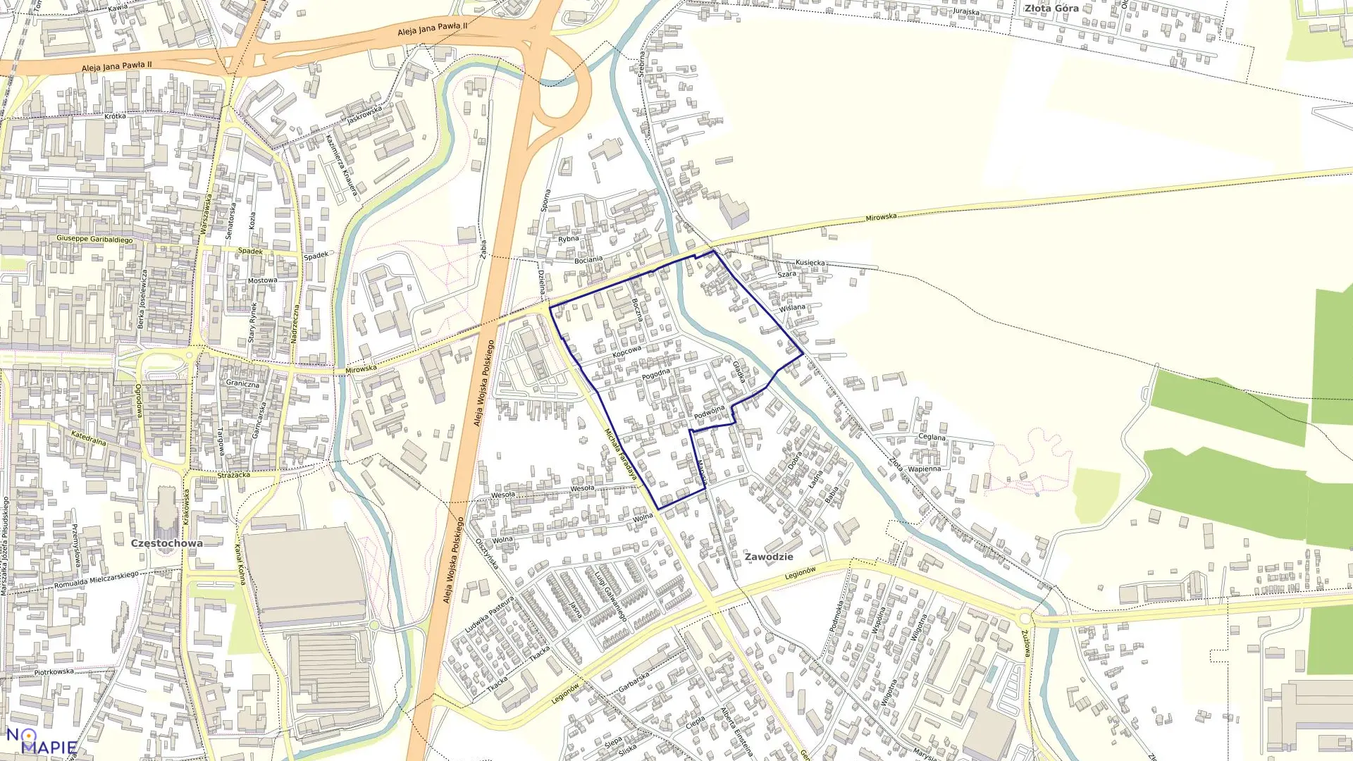 Mapa obrębu 145 w mieście Częstochowa