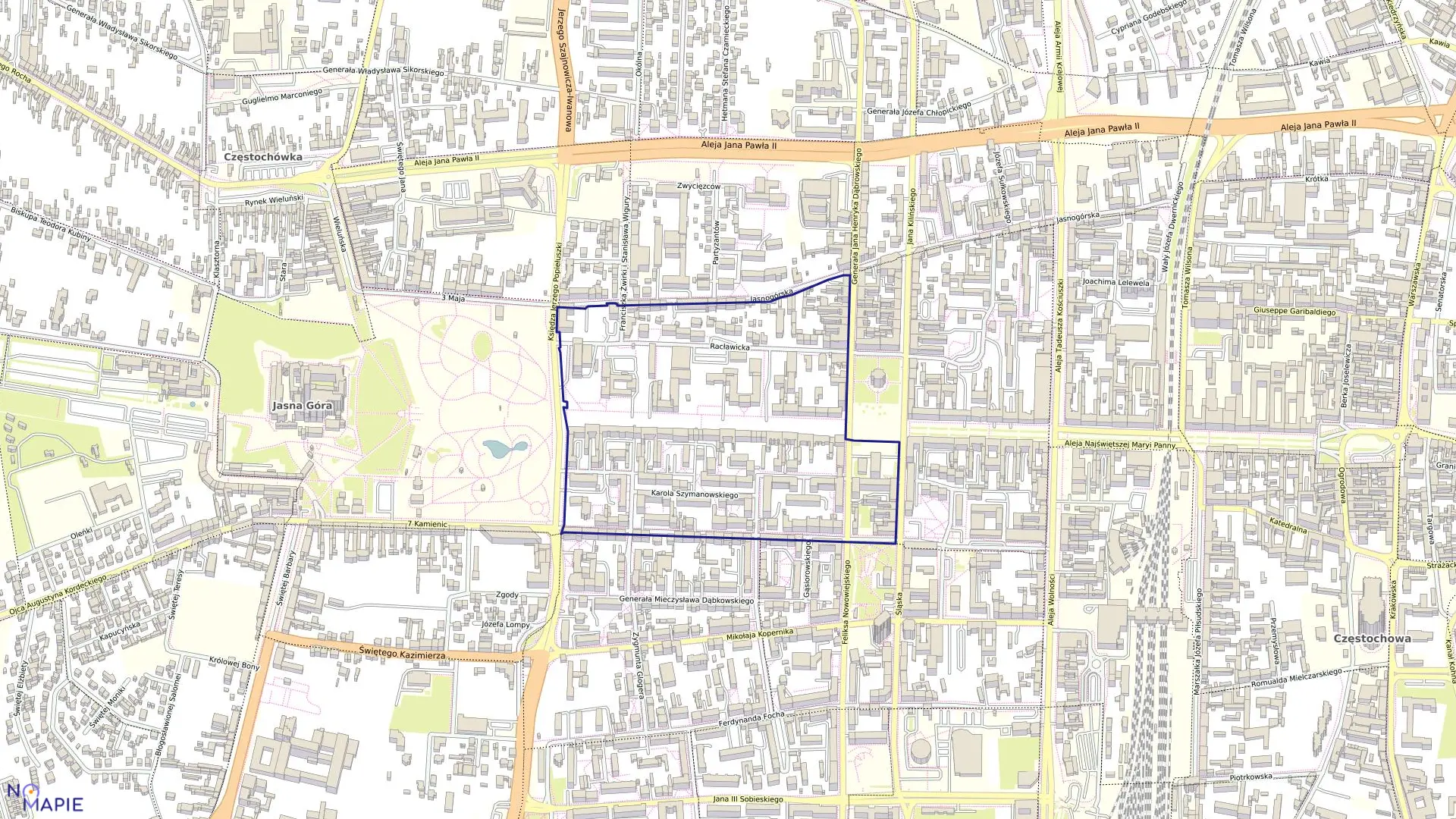 Mapa obrębu 151 w mieście Częstochowa