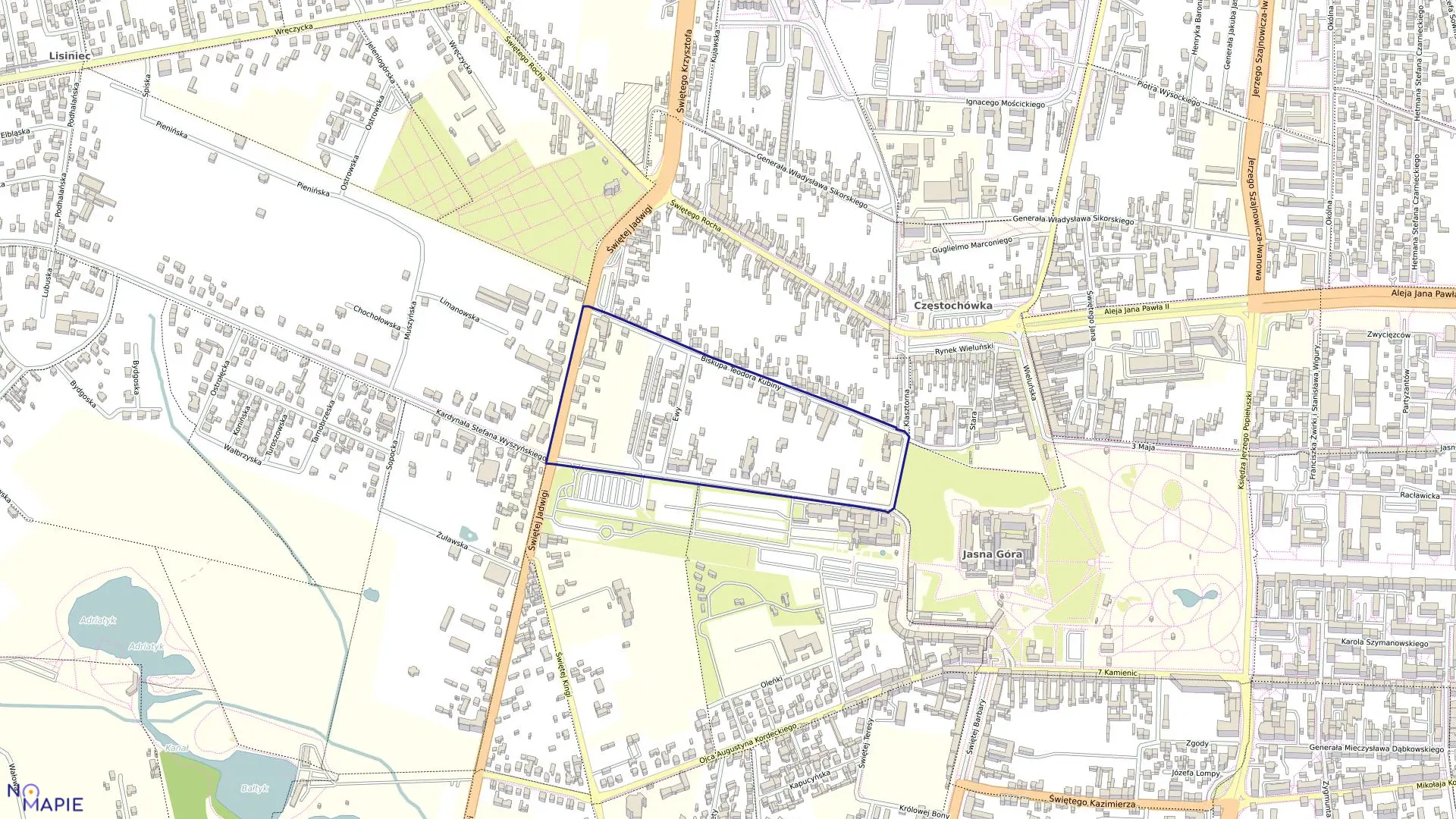 Mapa obrębu 153 w mieście Częstochowa