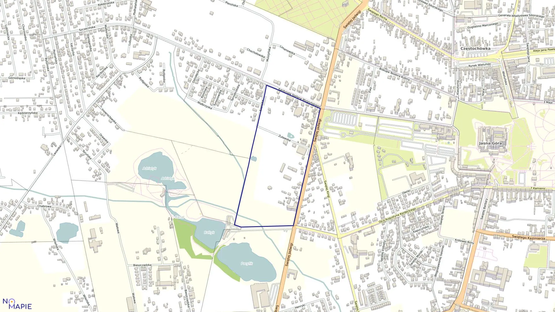 Mapa obrębu 157 w mieście Częstochowa