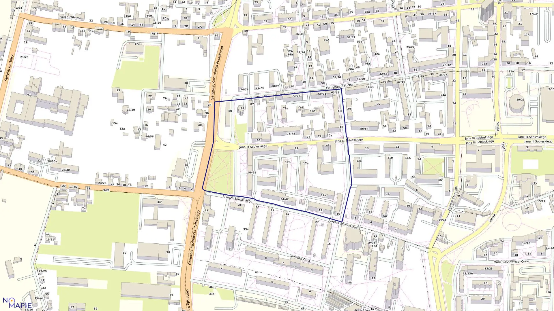 Mapa obrębu 180 w mieście Częstochowa