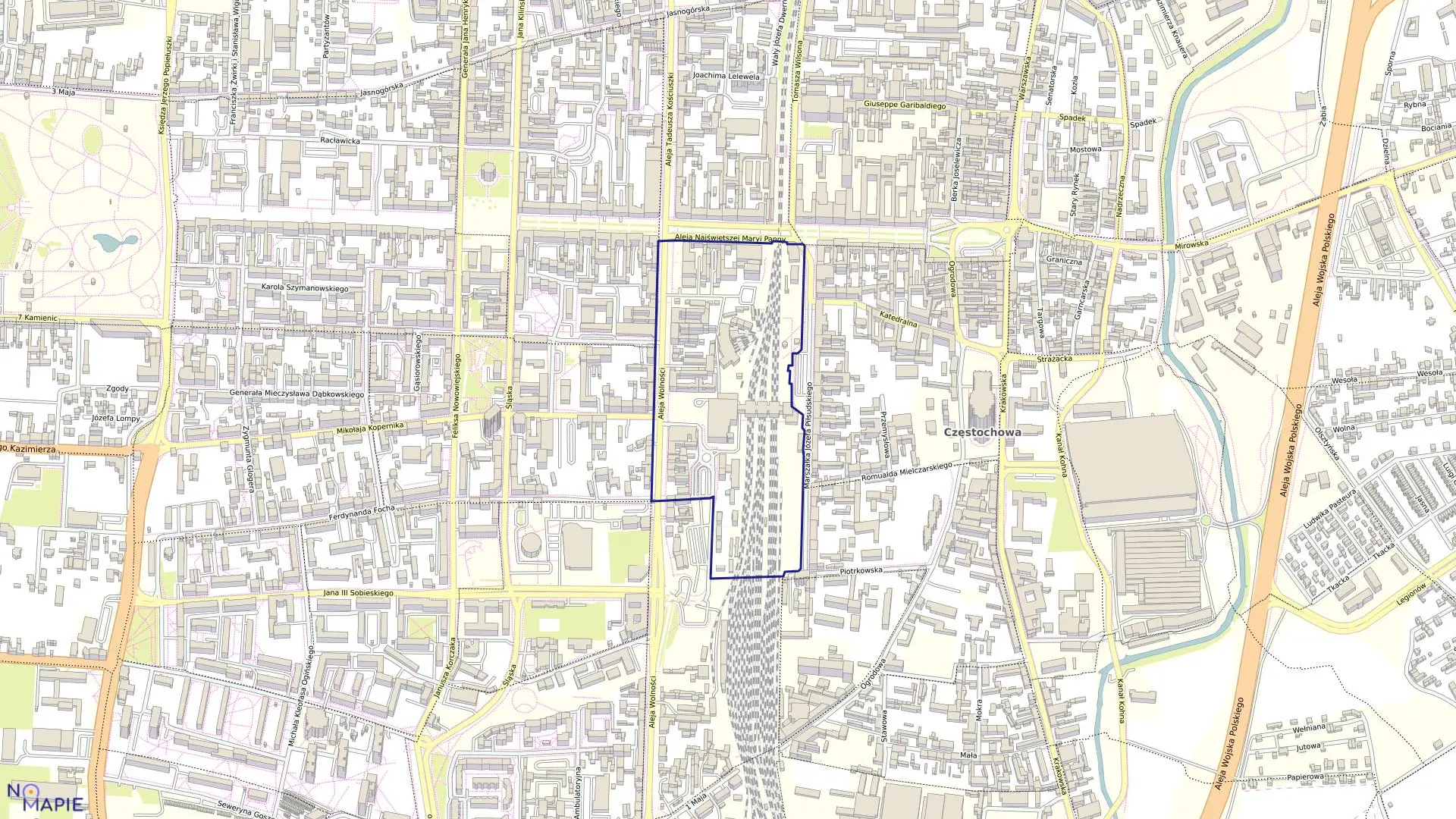 Mapa obrębu 185 w mieście Częstochowa