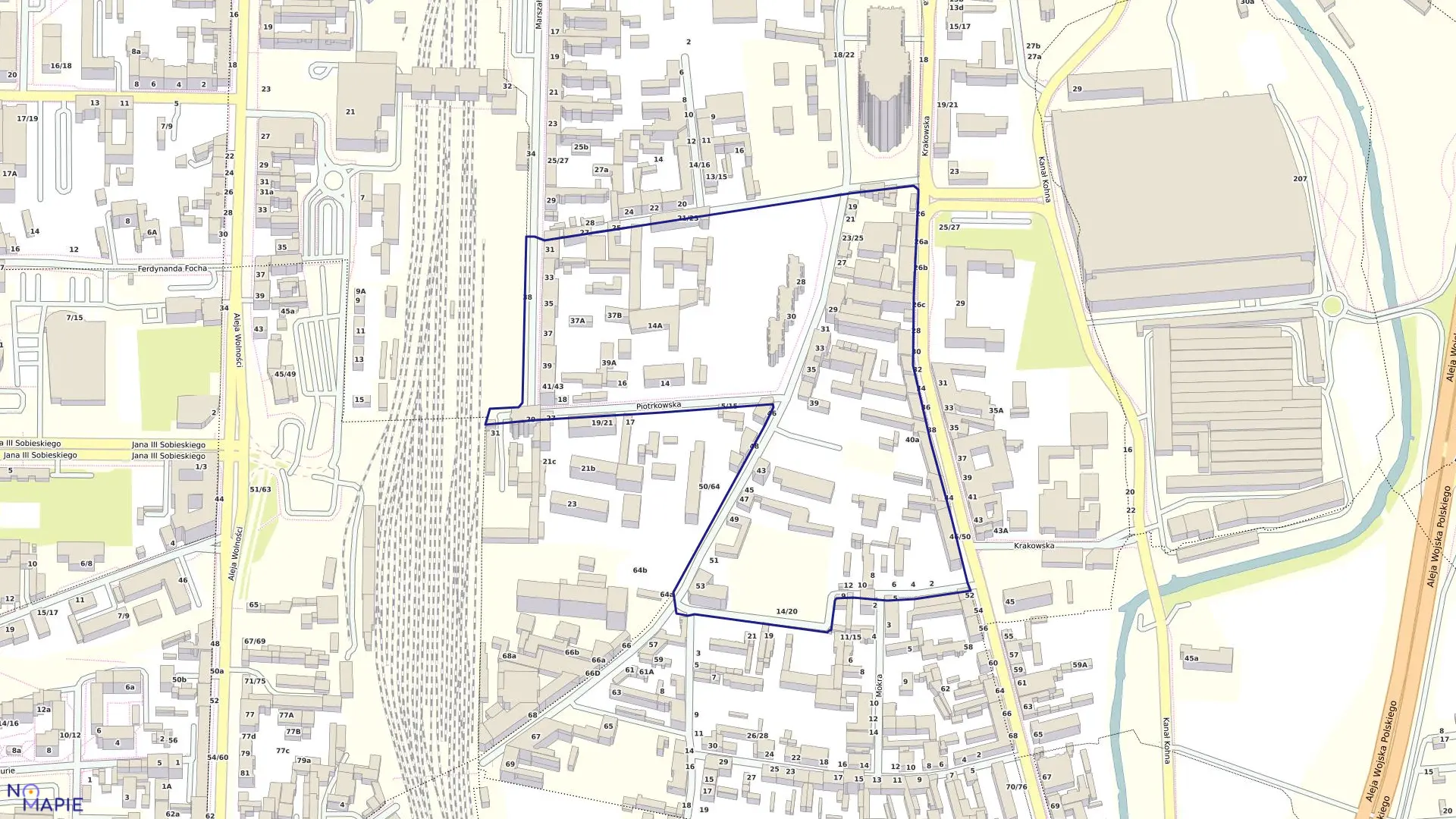 Mapa obrębu 186 w mieście Częstochowa