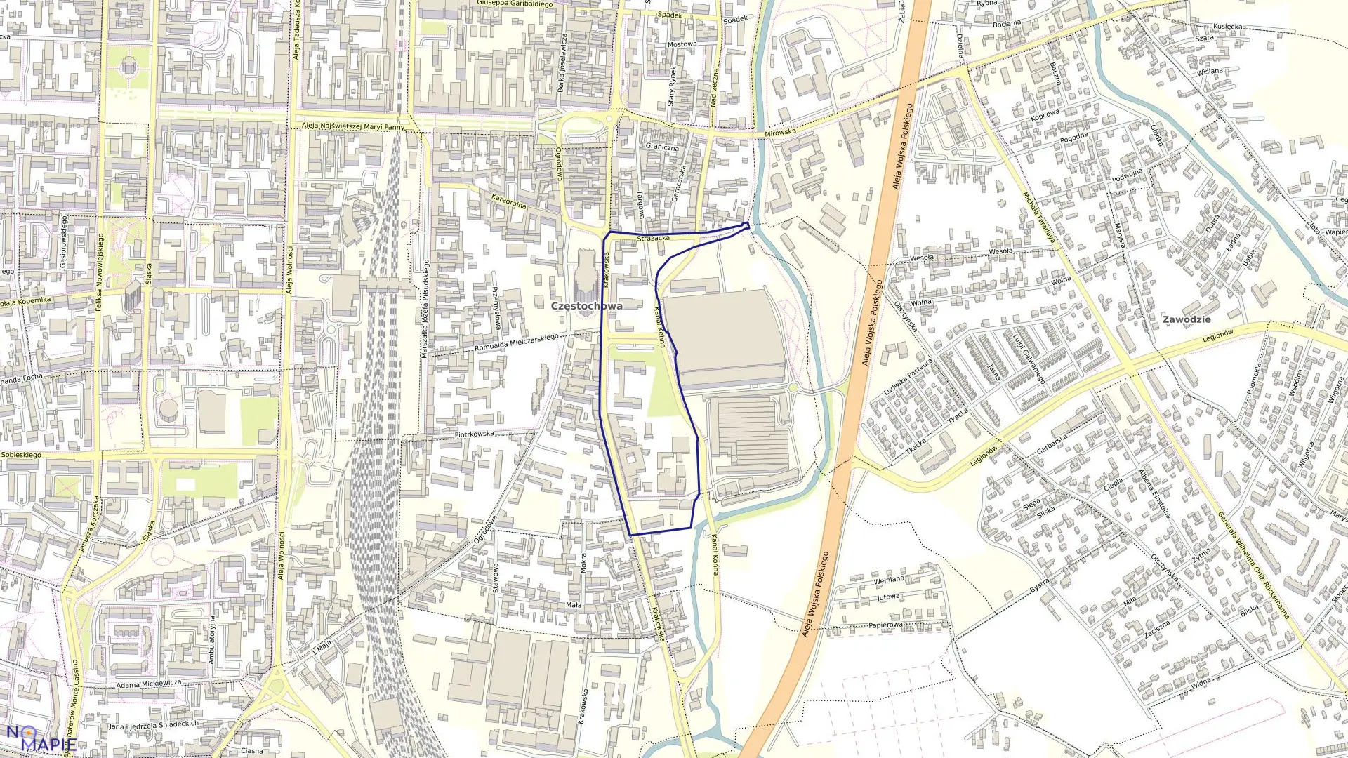 Mapa obrębu 187 w mieście Częstochowa