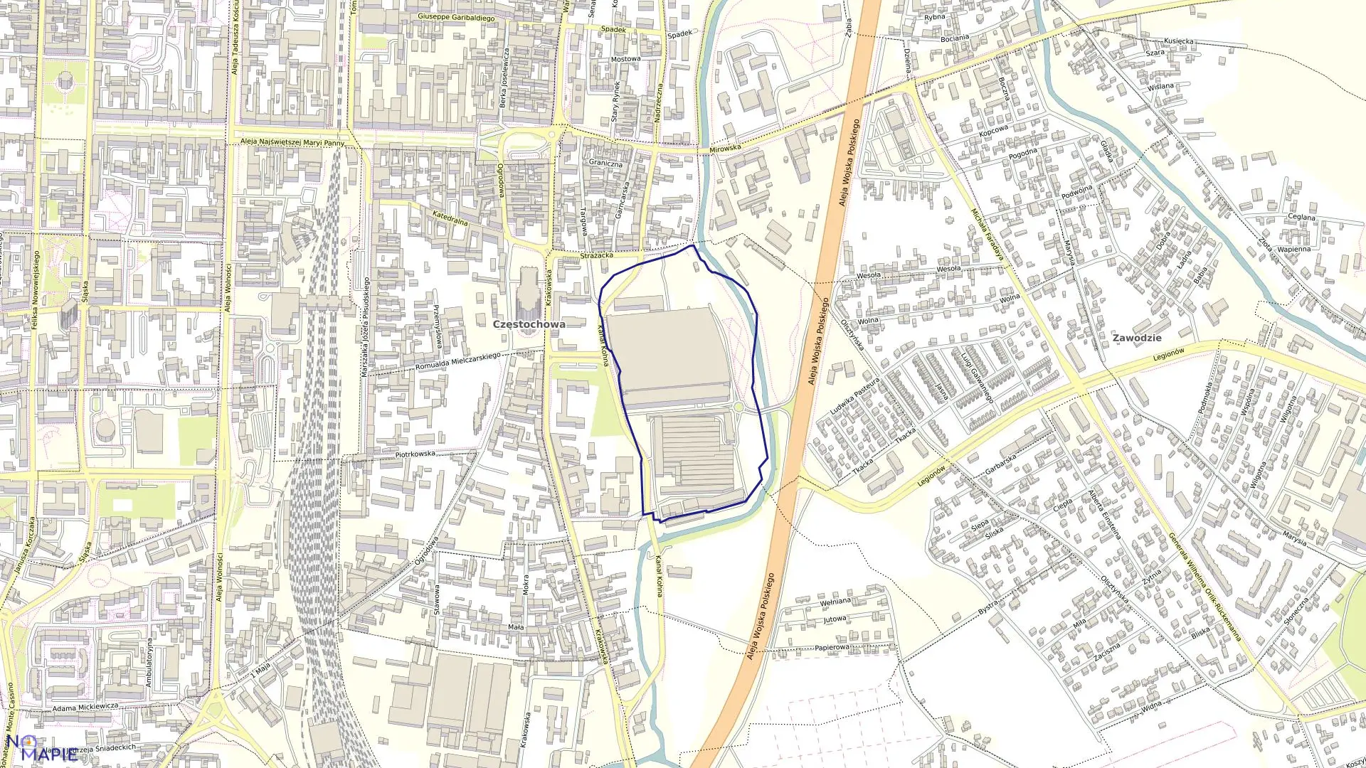 Mapa obrębu 188 w mieście Częstochowa