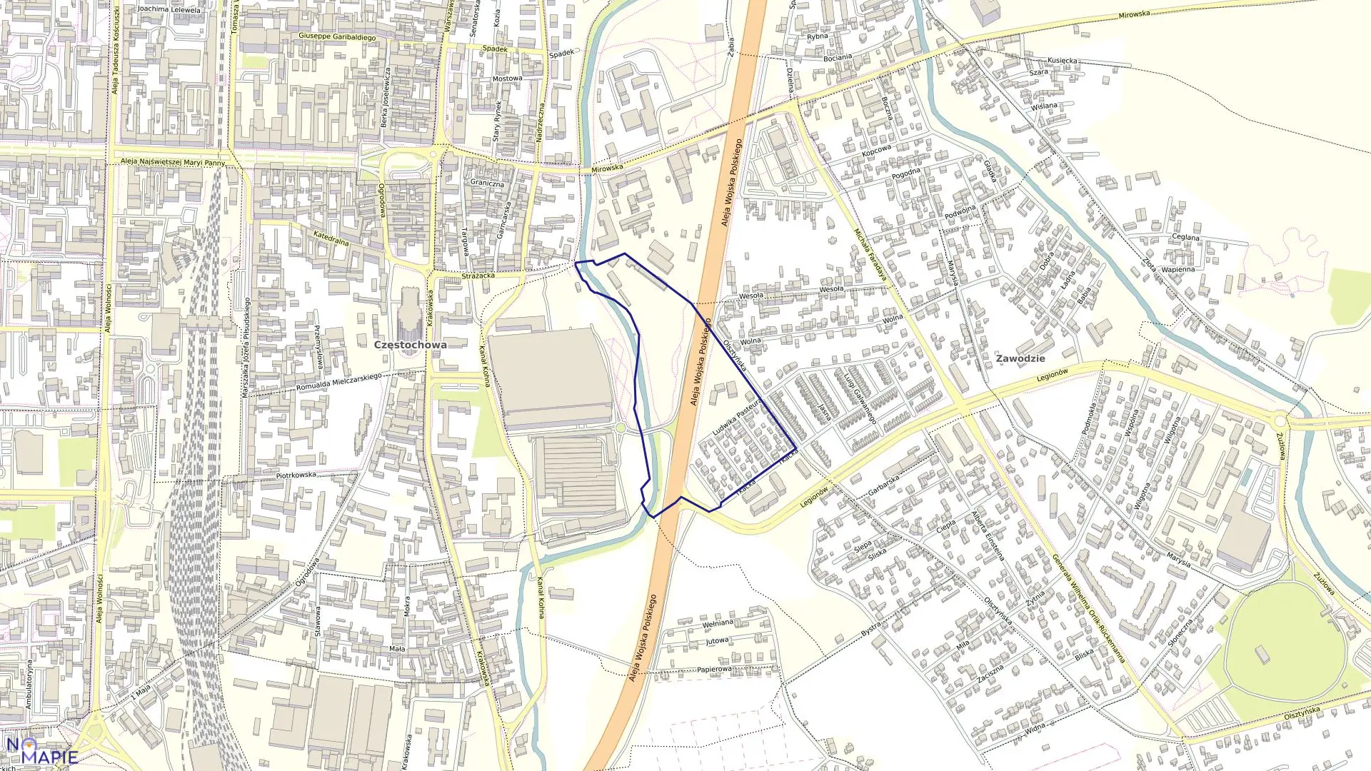 Mapa obrębu 189 w mieście Częstochowa