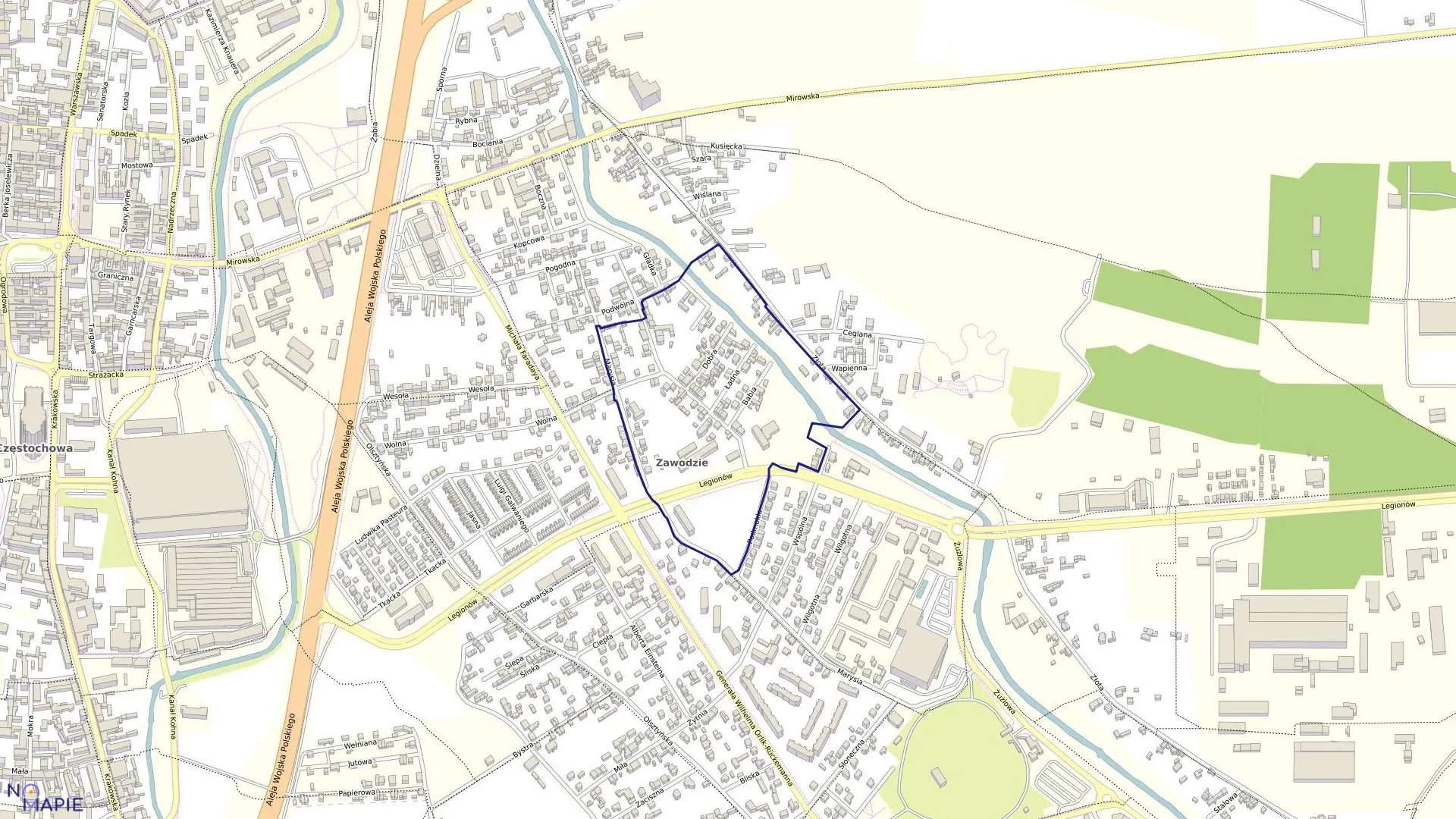 Mapa obrębu 191 w mieście Częstochowa