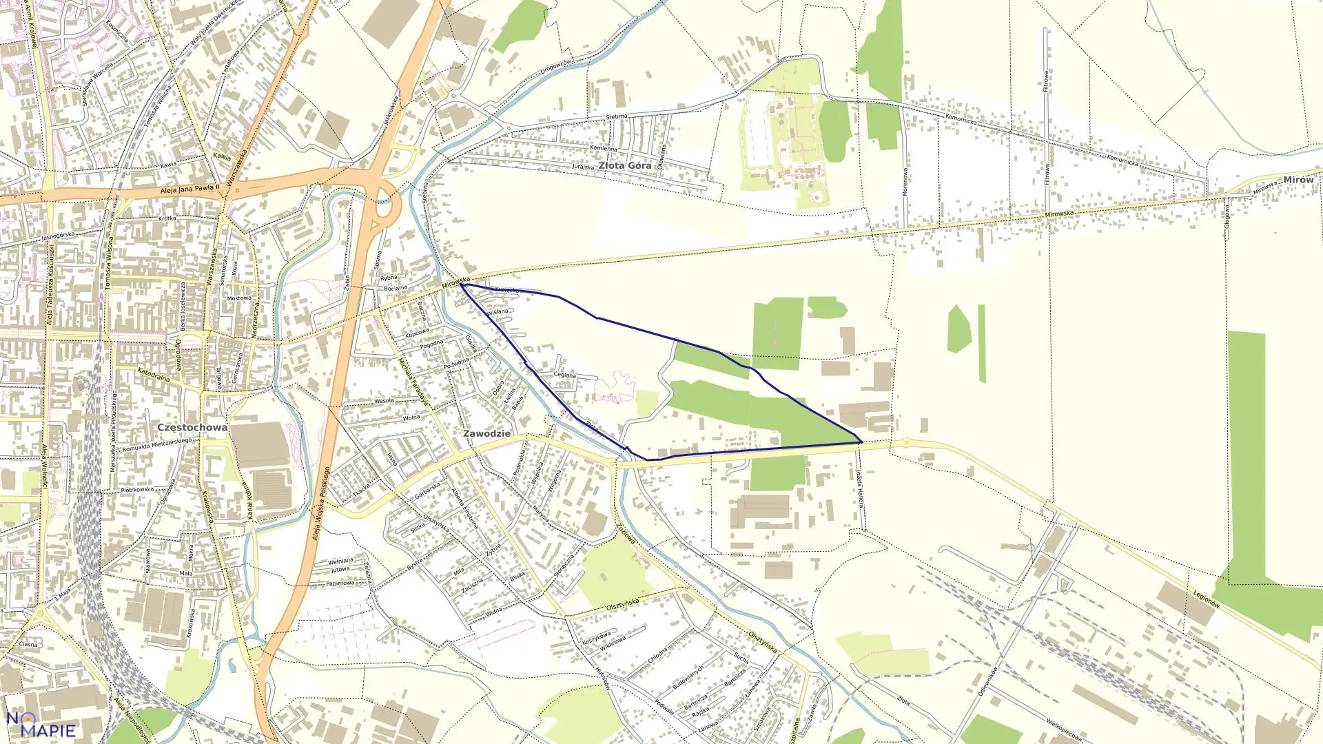 Mapa obrębu 193 w mieście Częstochowa