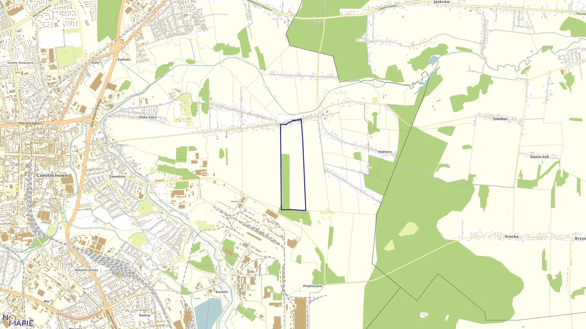 Mapa obrębu 197 w mieście Częstochowa