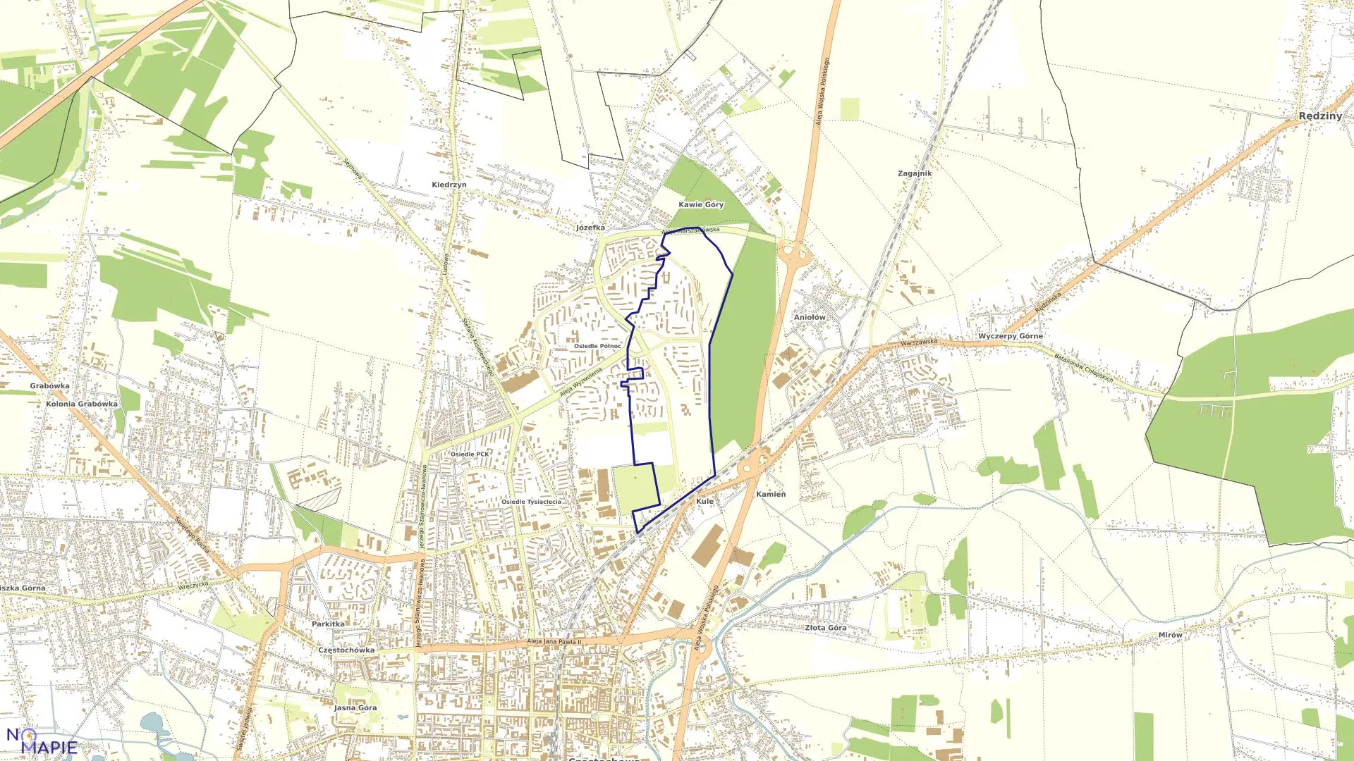 Mapa obrębu 22 w mieście Częstochowa