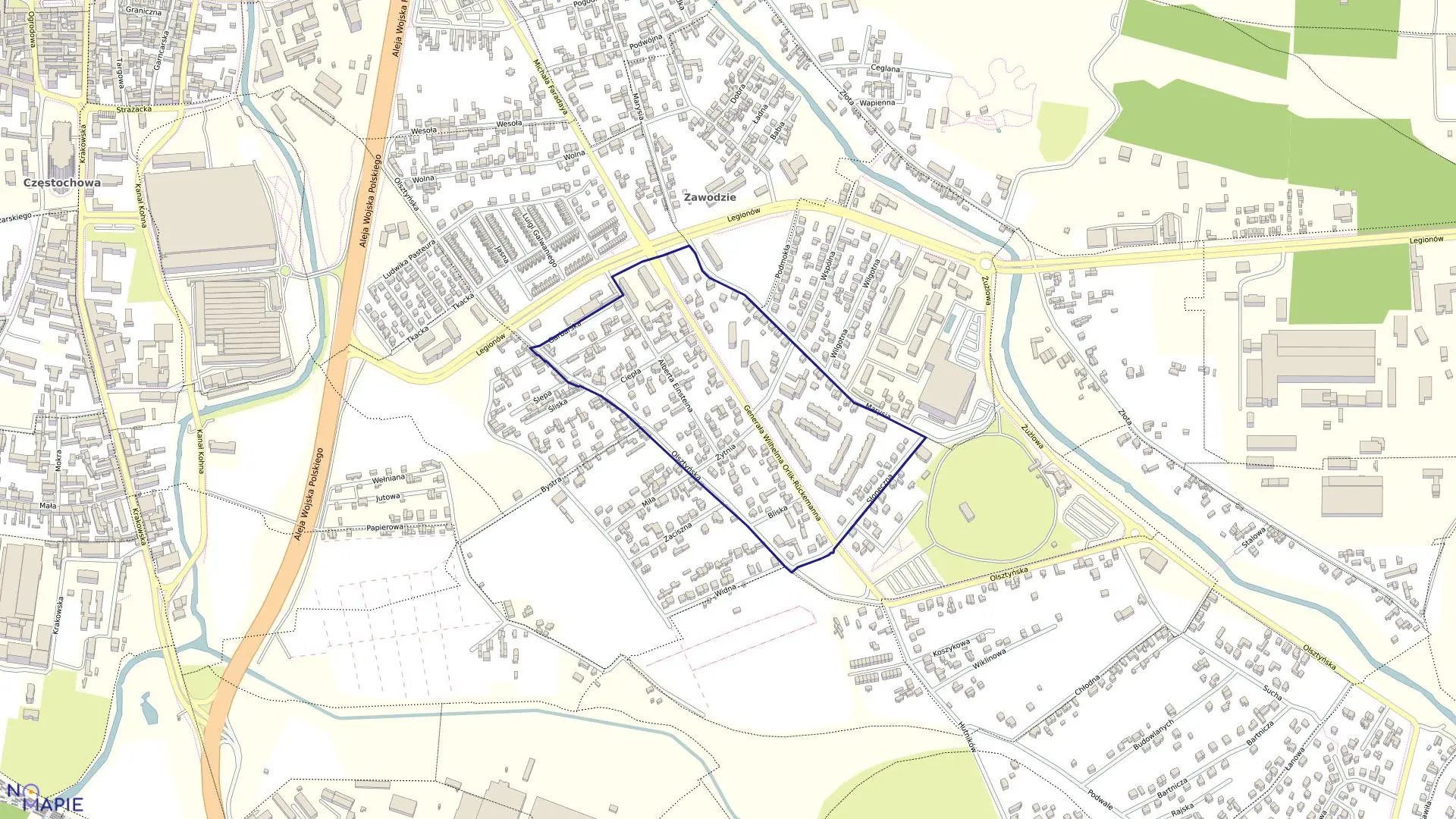 Mapa obrębu 231 w mieście Częstochowa