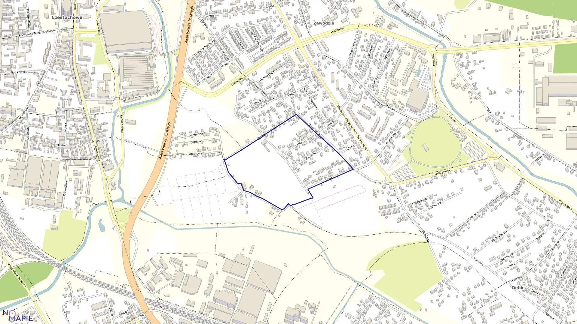 Mapa obrębu 232 w mieście Częstochowa