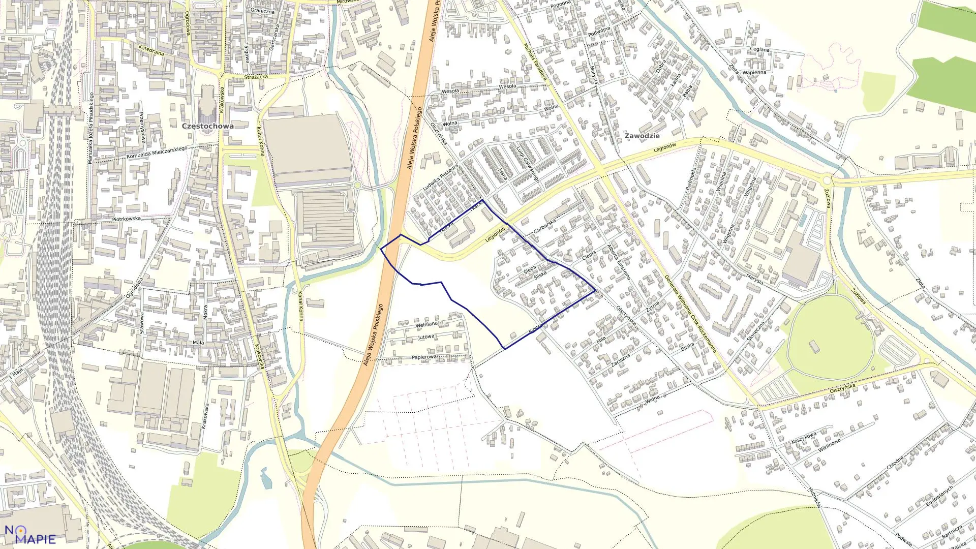 Mapa obrębu 233 w mieście Częstochowa