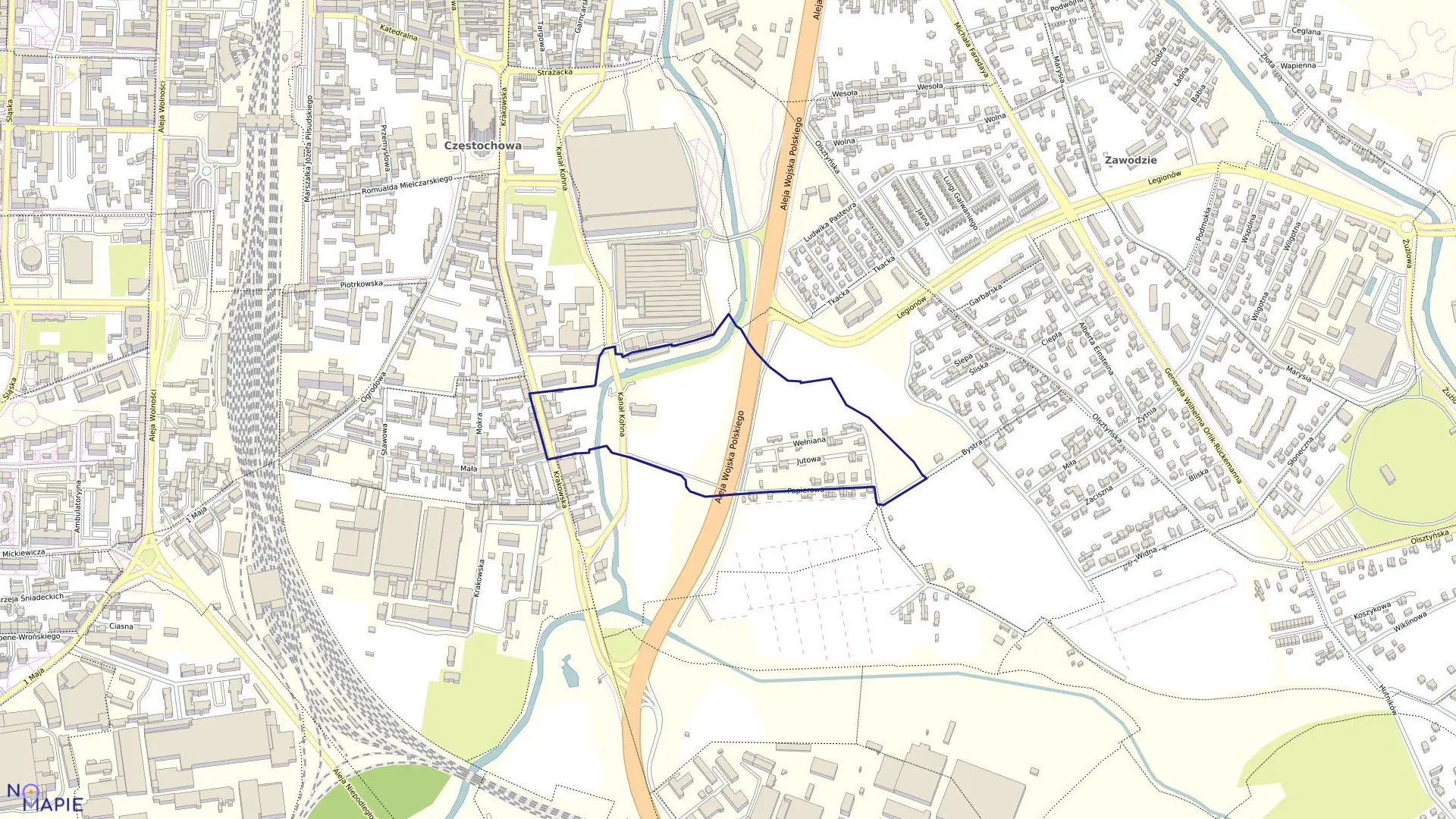 Mapa obrębu 234 w mieście Częstochowa