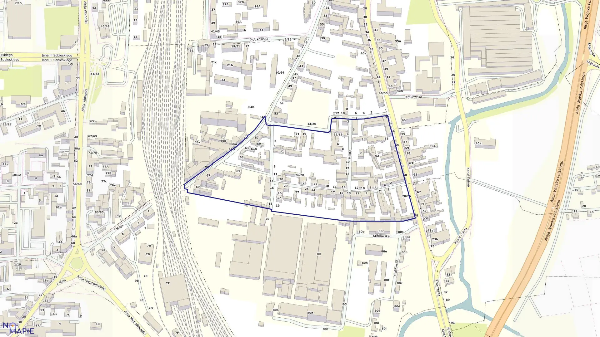 Mapa obrębu 236 w mieście Częstochowa