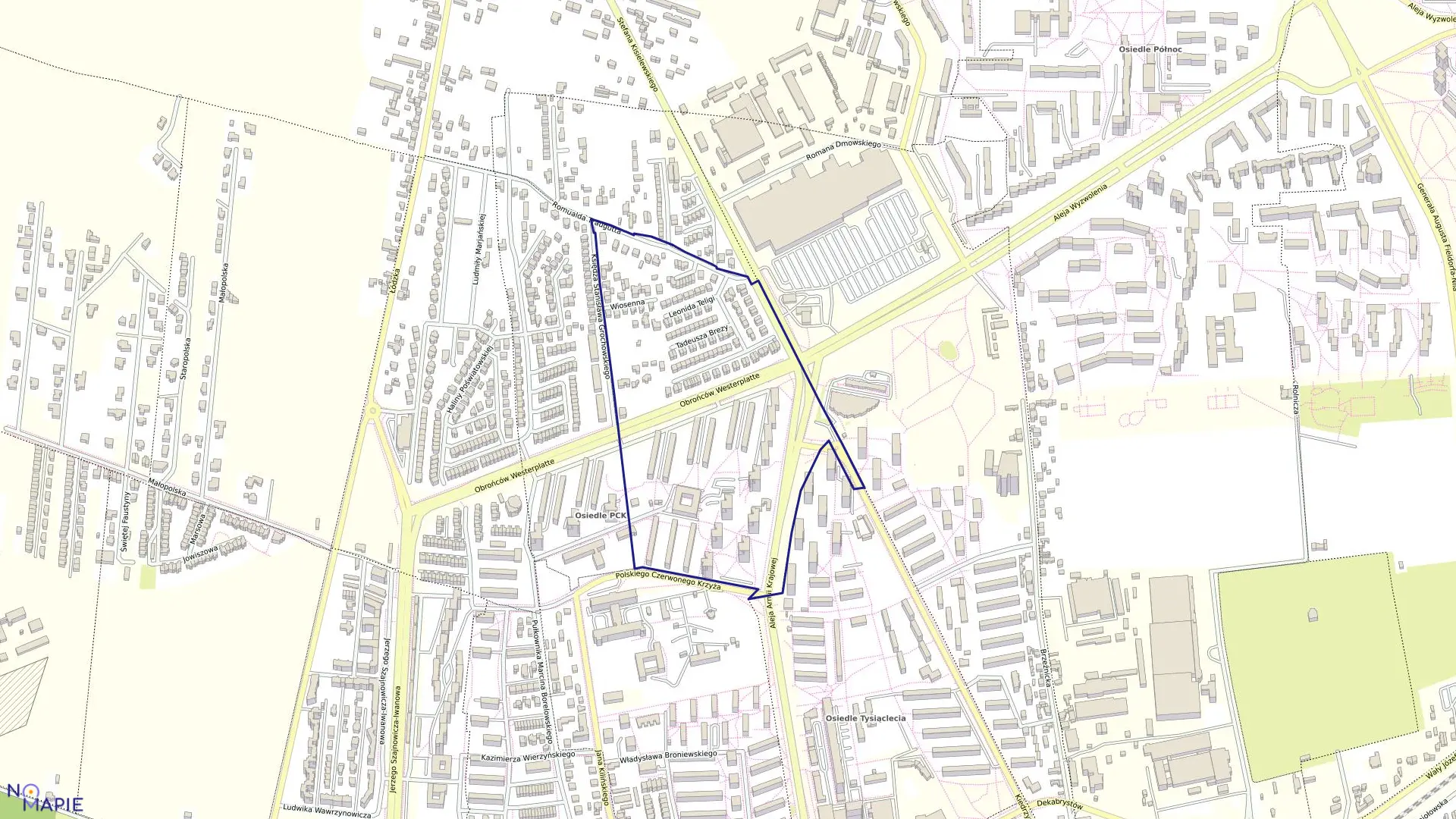 Mapa obrębu 28A w mieście Częstochowa