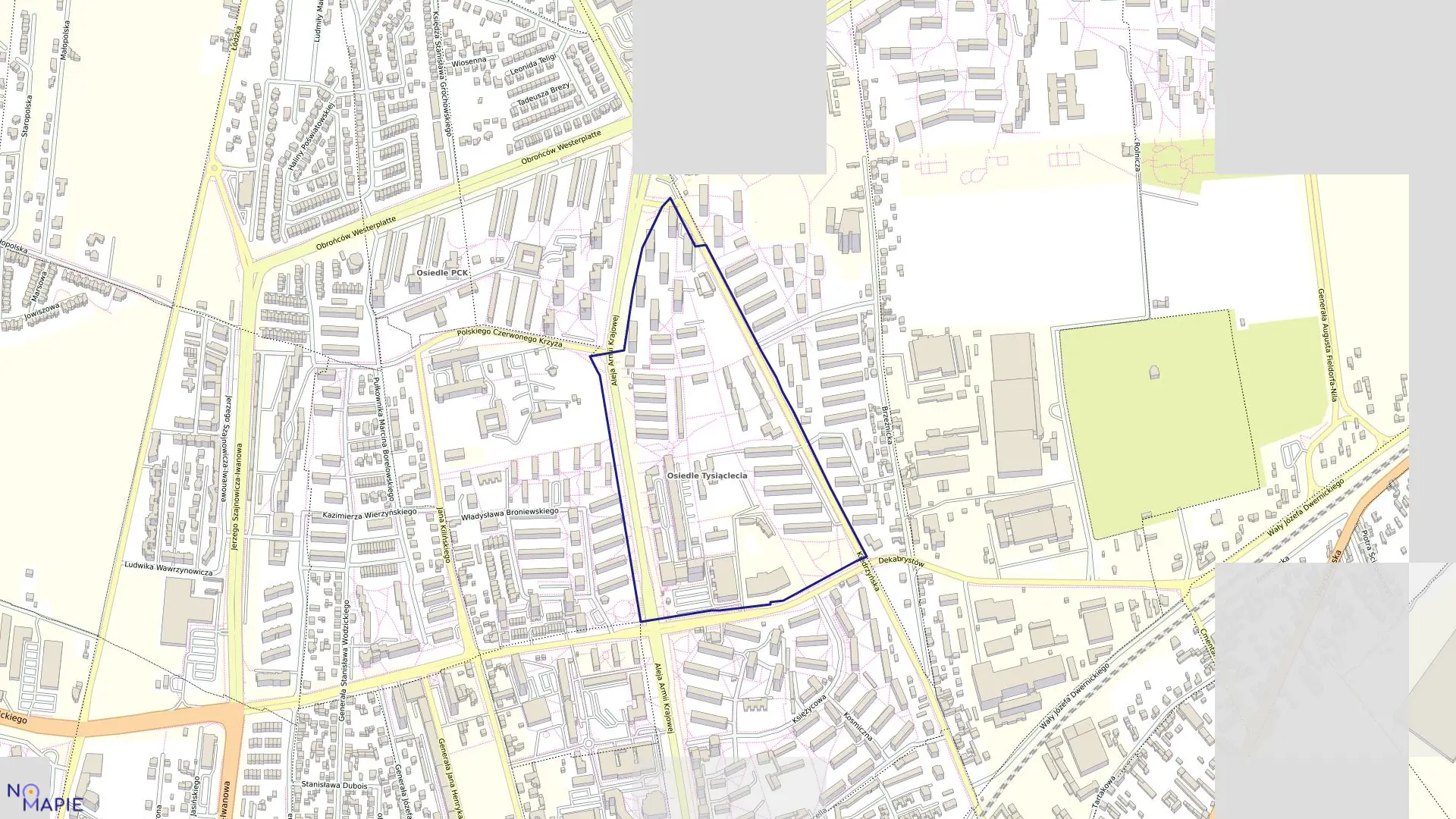 Mapa obrębu 28B w mieście Częstochowa