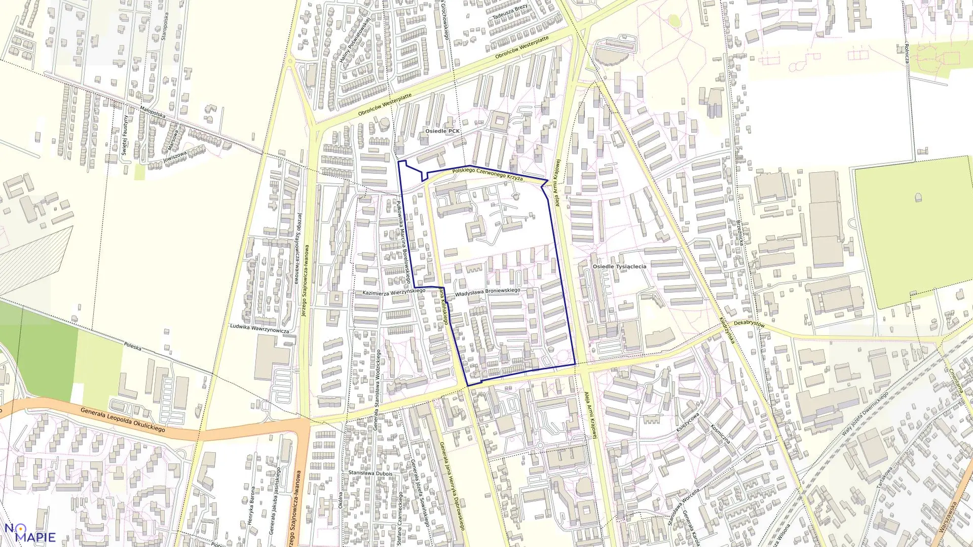 Mapa obrębu 29B w mieście Częstochowa