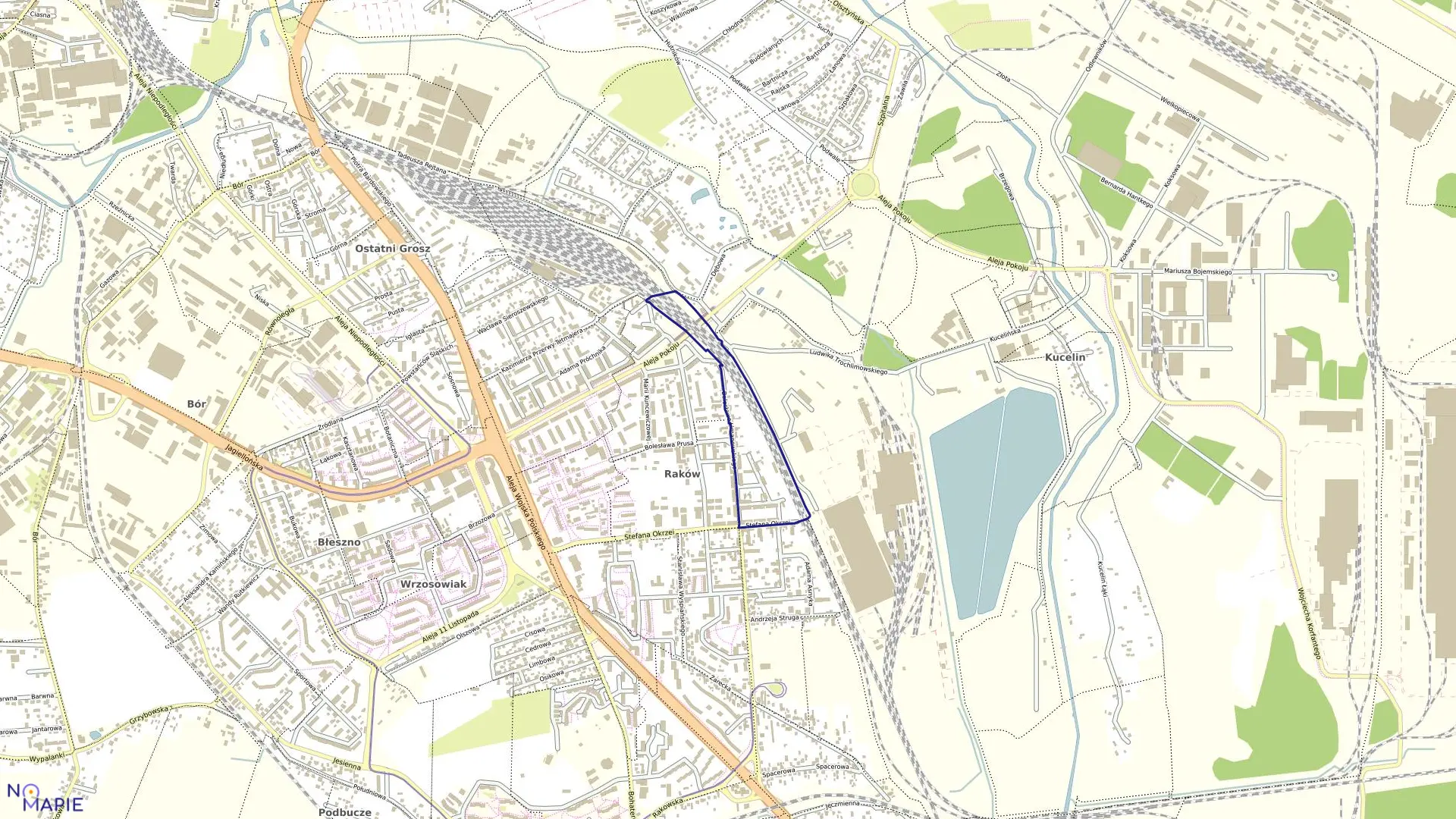 Mapa obrębu 308 w mieście Częstochowa