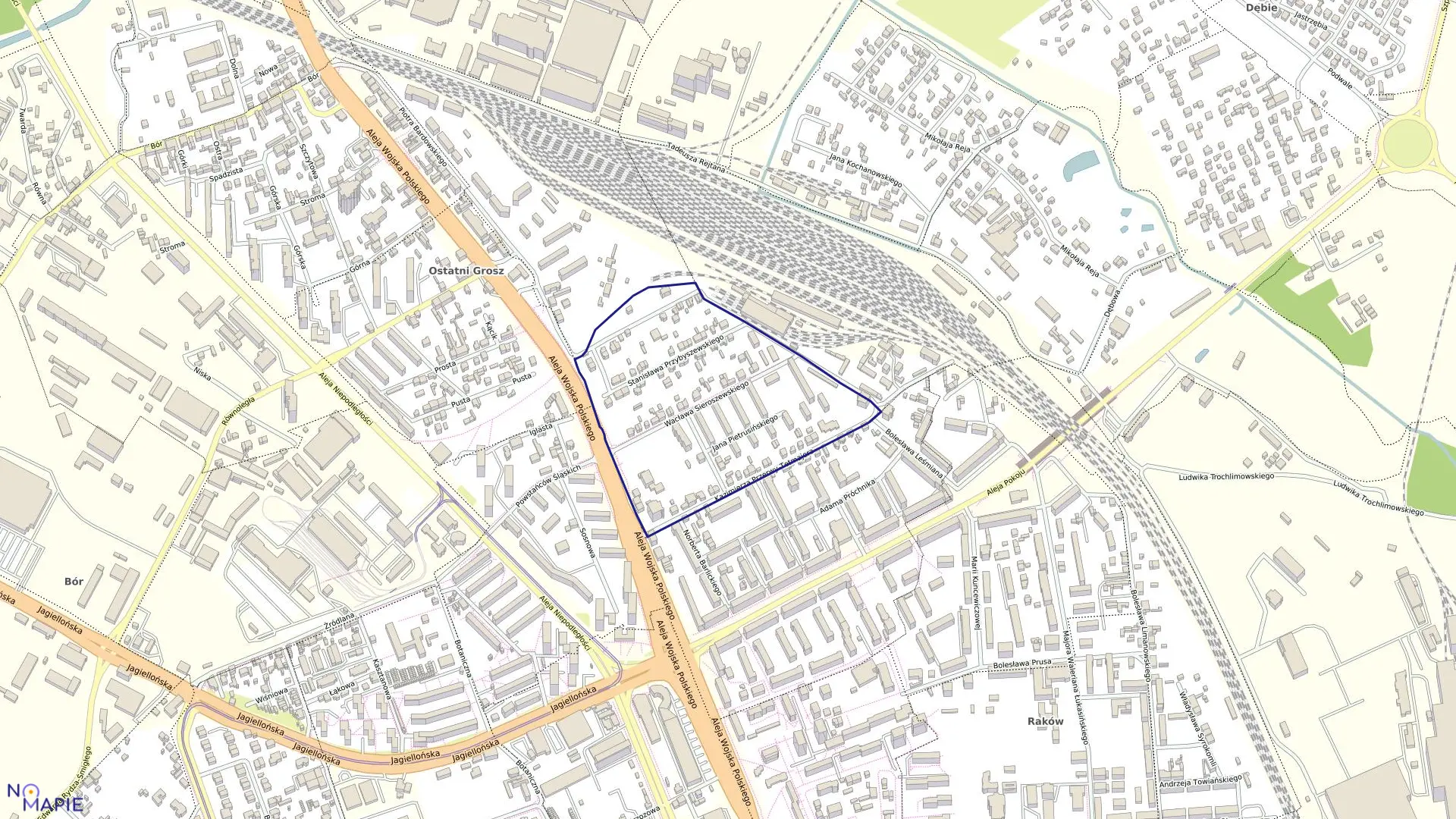 Mapa obrębu 312 w mieście Częstochowa