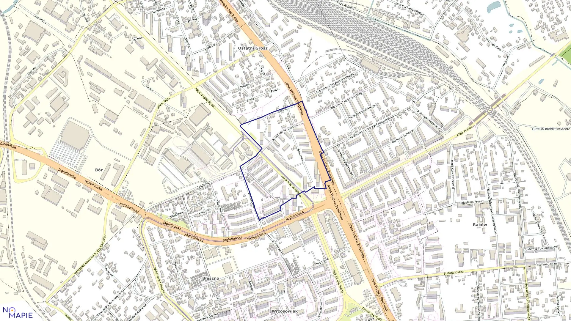 Mapa obrębu 313 w mieście Częstochowa