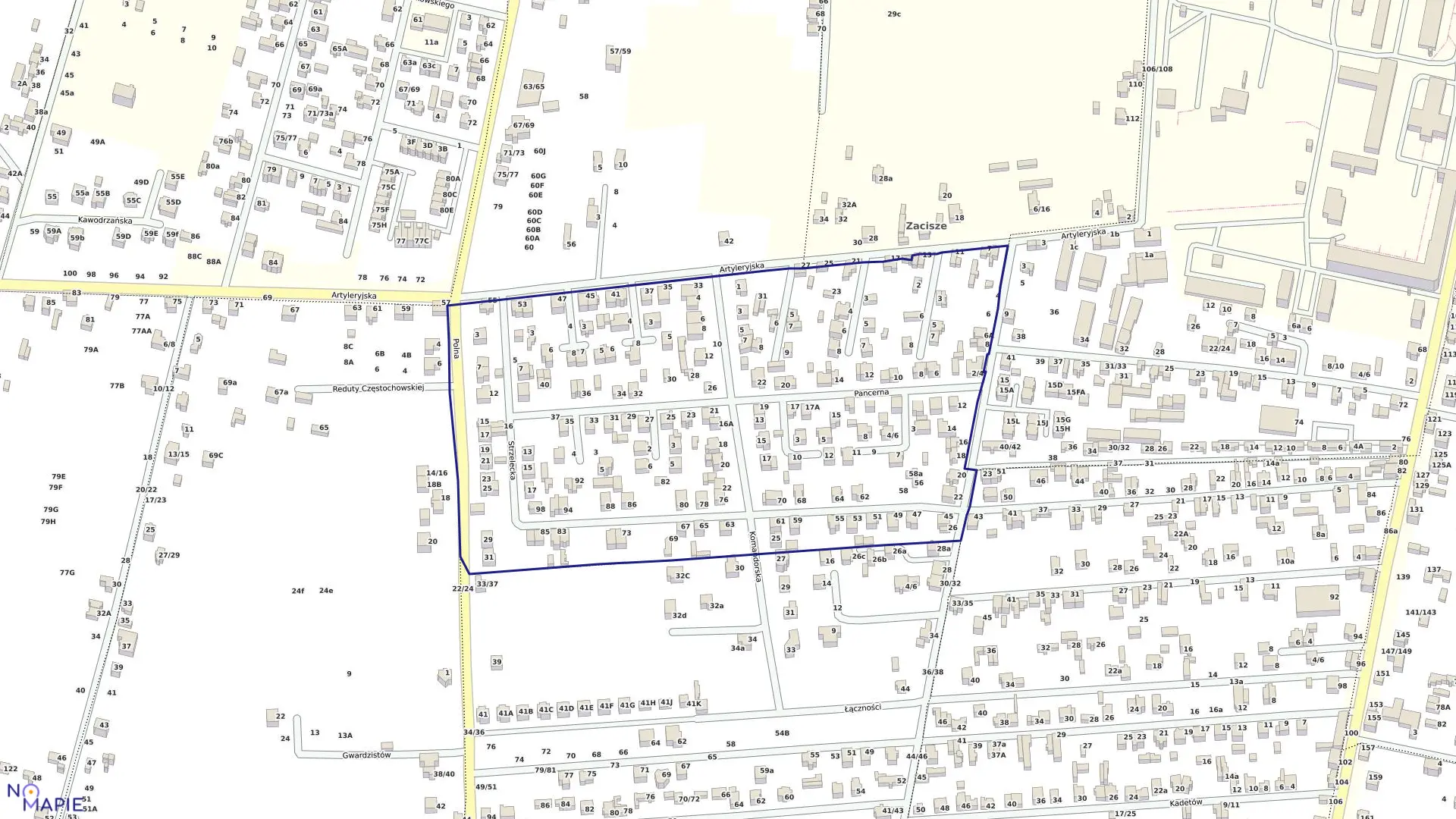 Mapa obrębu 323 w mieście Częstochowa