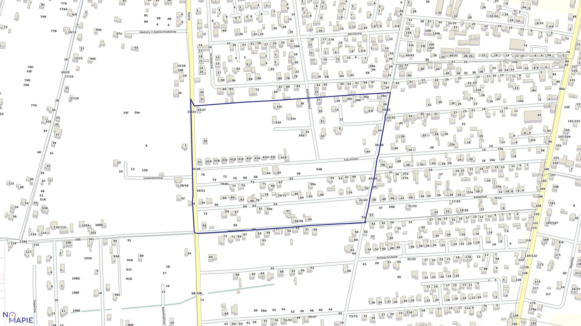 Mapa obrębu 324 w mieście Częstochowa