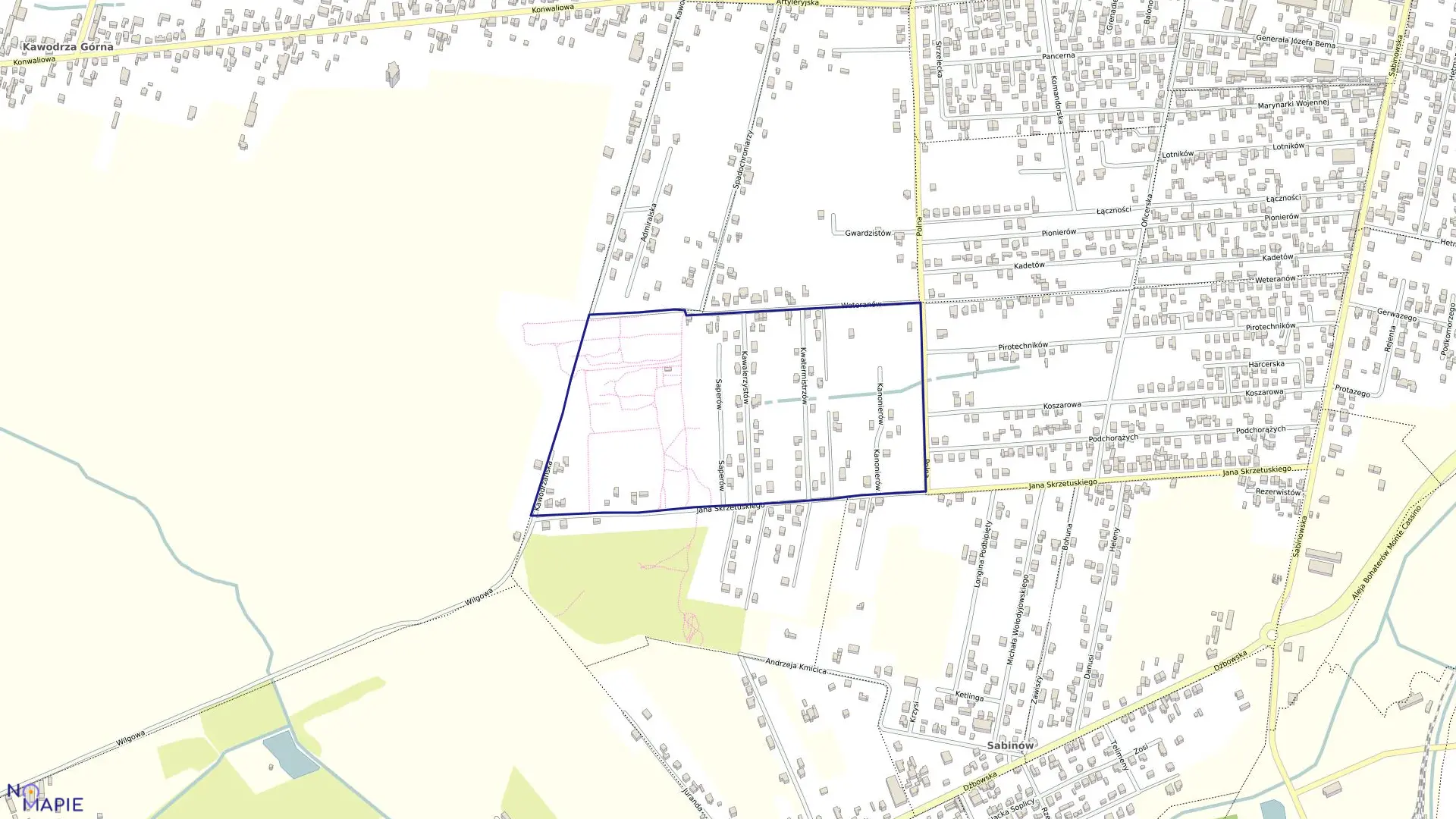 Mapa obrębu 327 w mieście Częstochowa