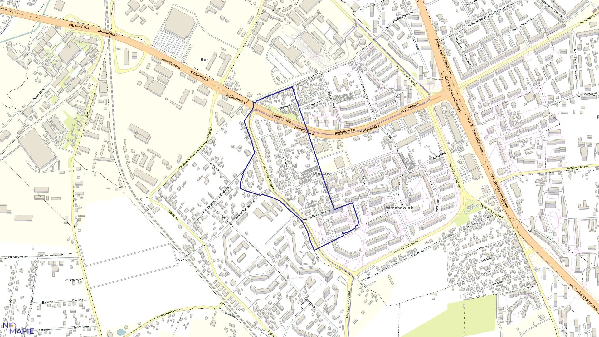 Mapa obrębu 335 w mieście Częstochowa