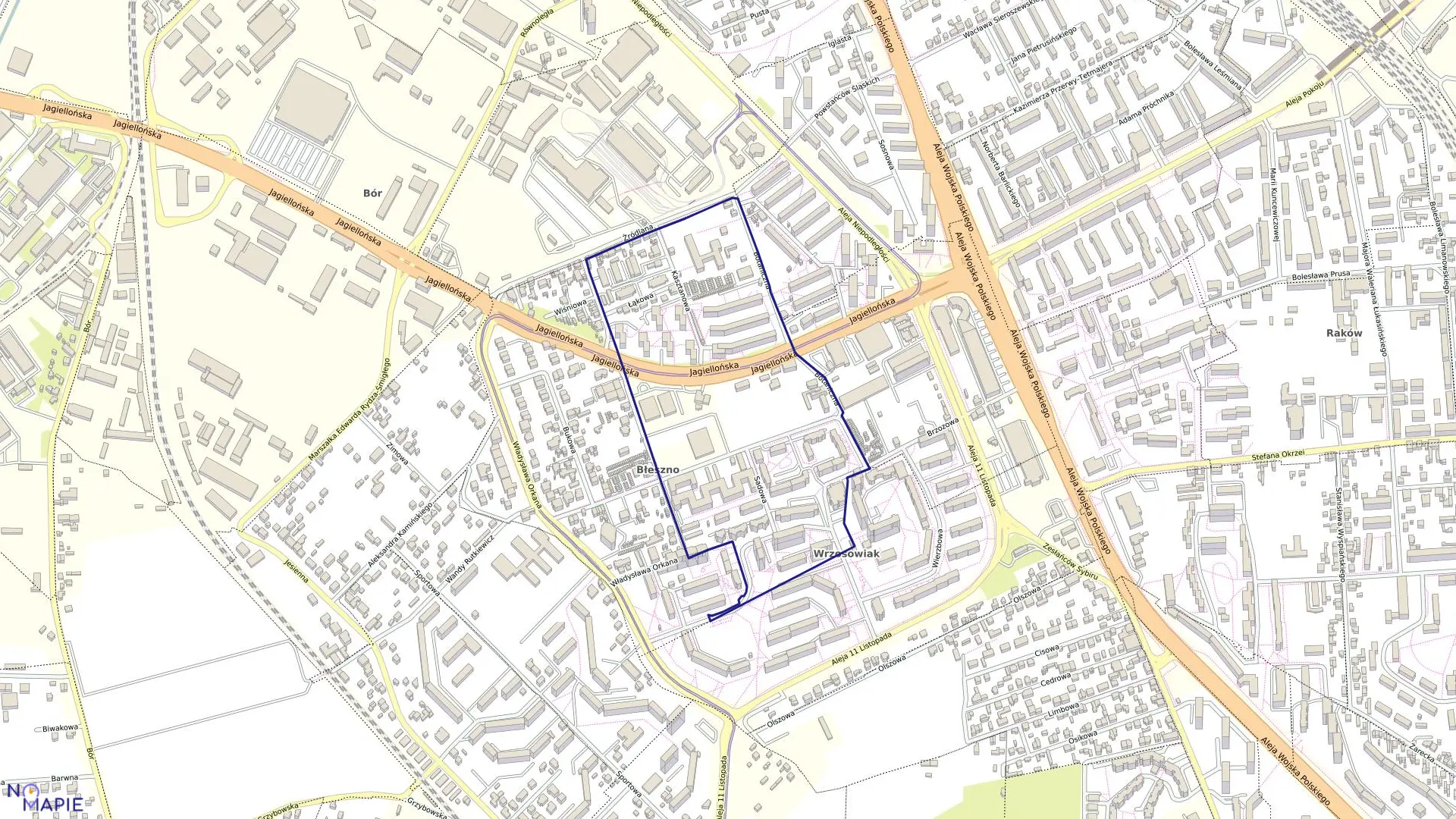 Mapa obrębu 336 w mieście Częstochowa