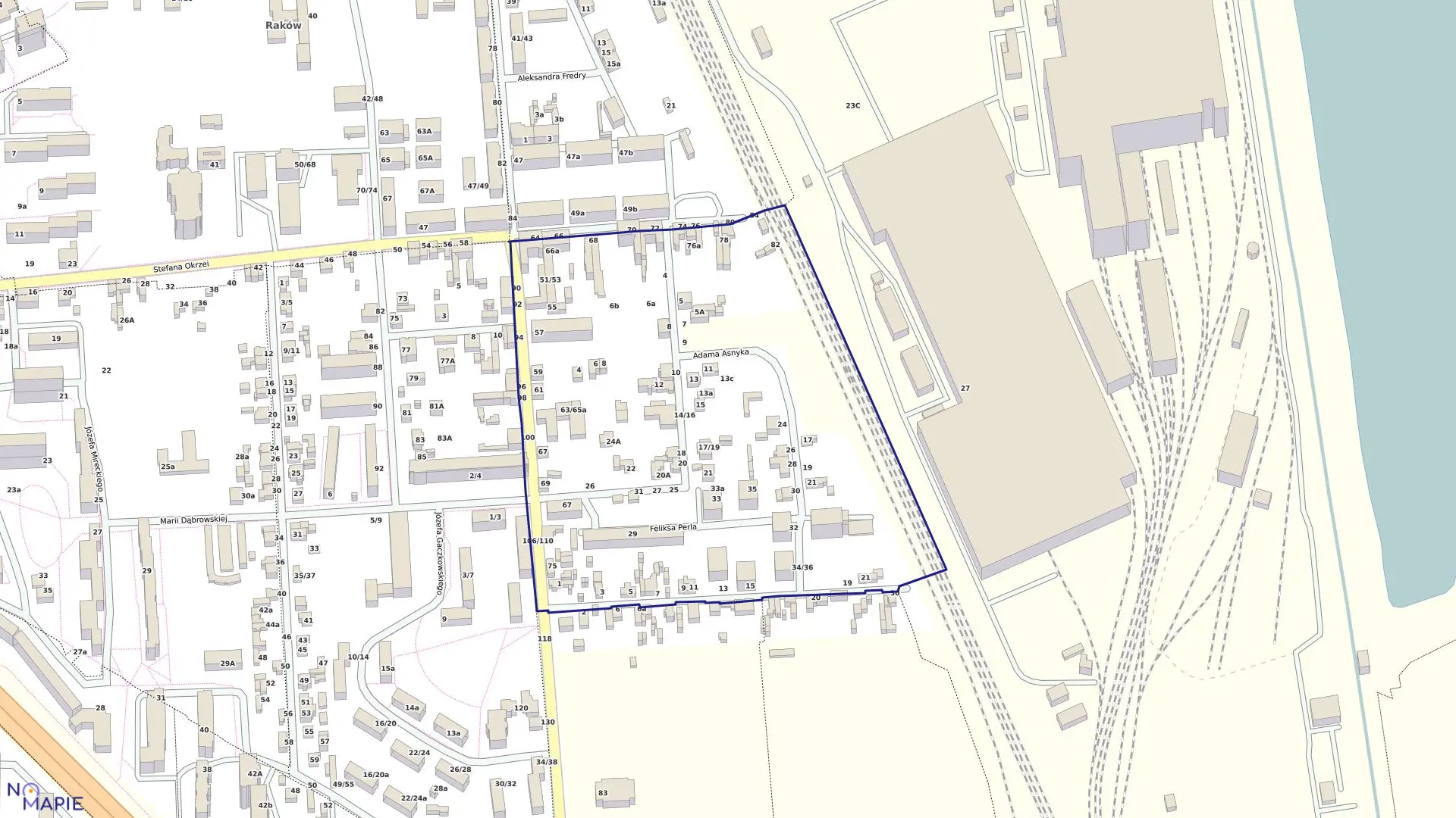 Mapa obrębu 341 w mieście Częstochowa