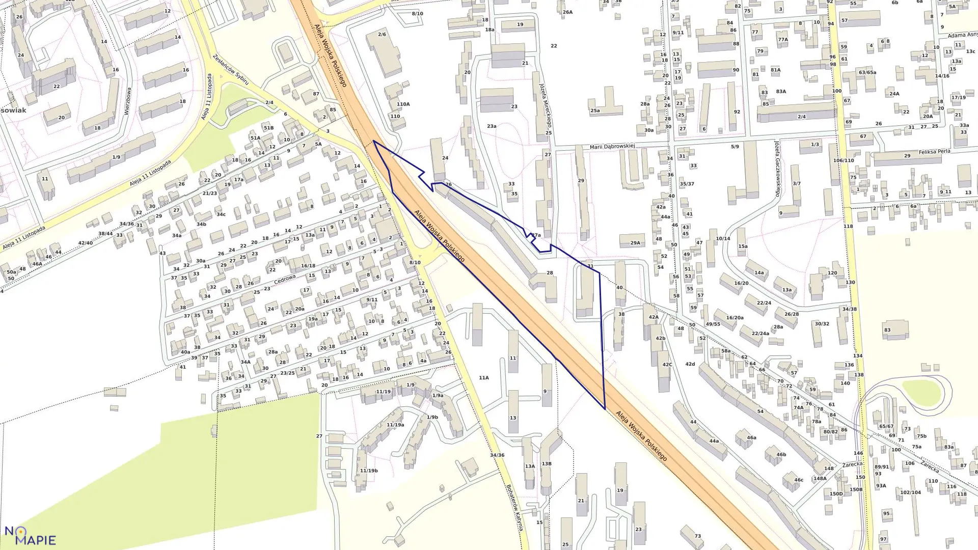 Mapa obrębu 346 w mieście Częstochowa