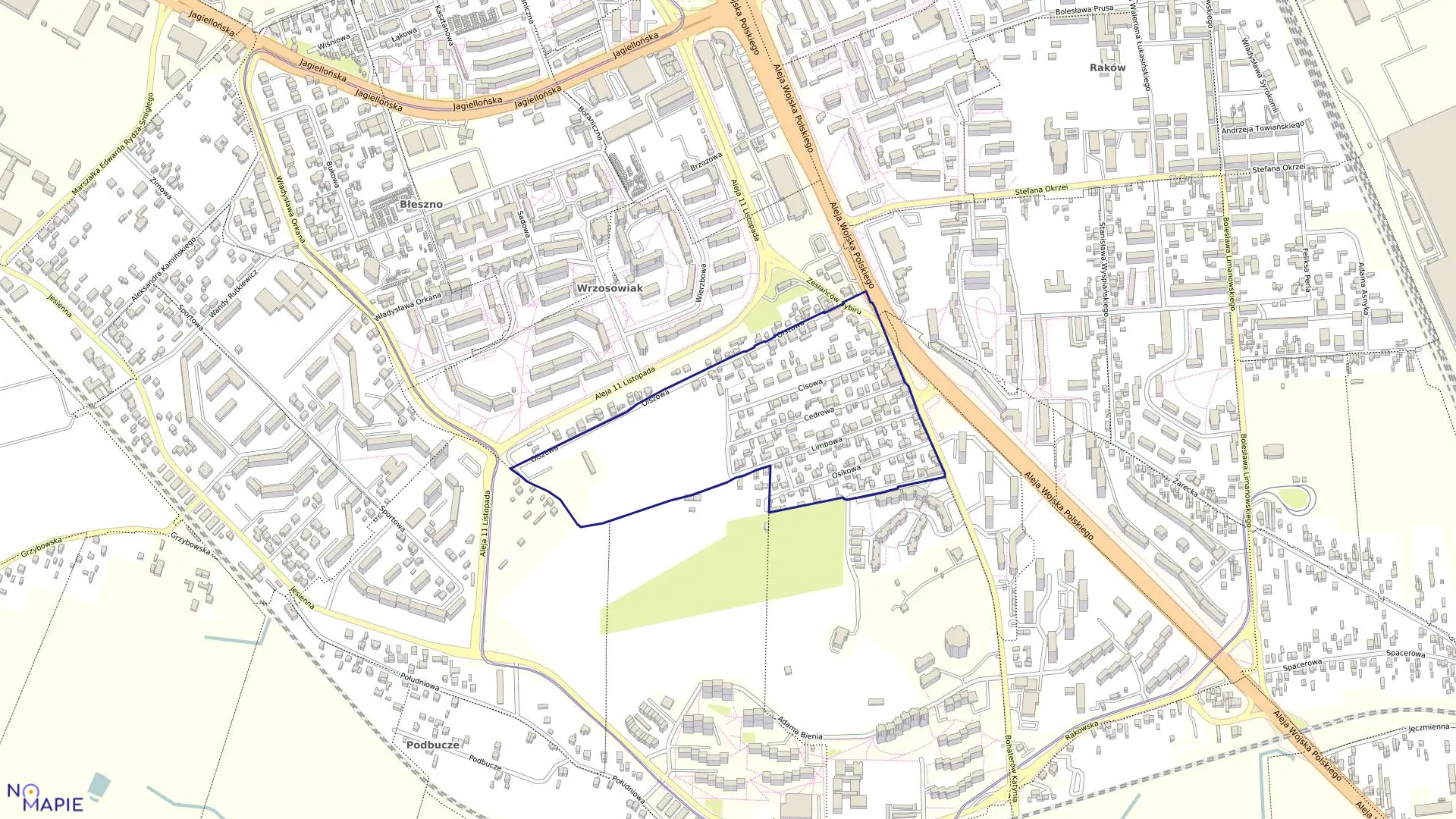 Mapa obrębu 349 w mieście Częstochowa