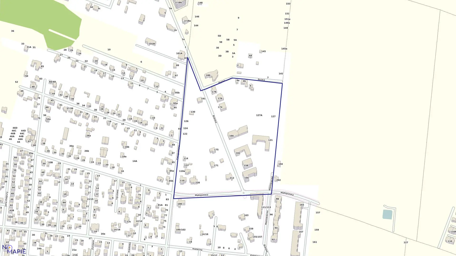 Mapa obrębu 35 w mieście Częstochowa