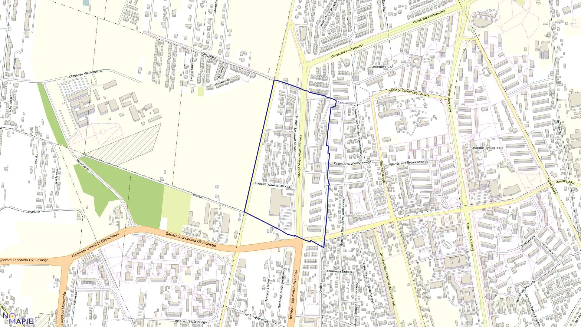 Mapa obrębu 40 w mieście Częstochowa