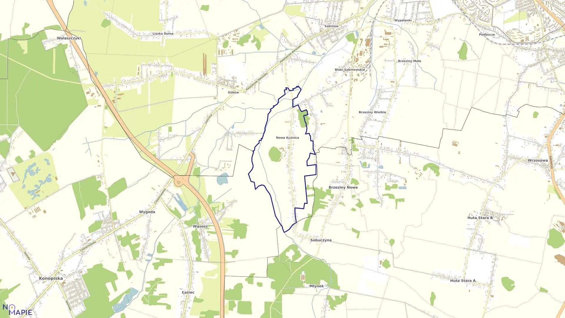 Mapa obrębu 418-Kuźnica MII w mieście Częstochowa