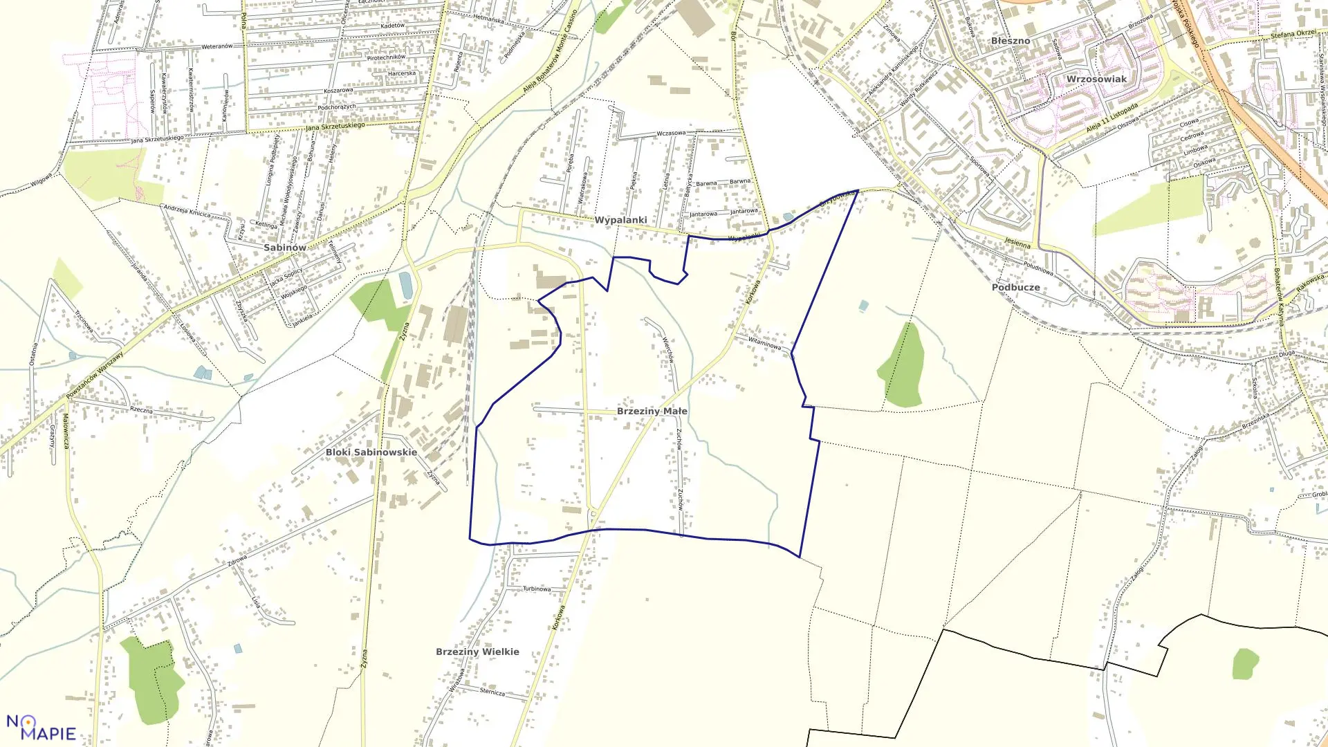 Mapa obrębu 420-Brzeziny Małe w mieście Częstochowa