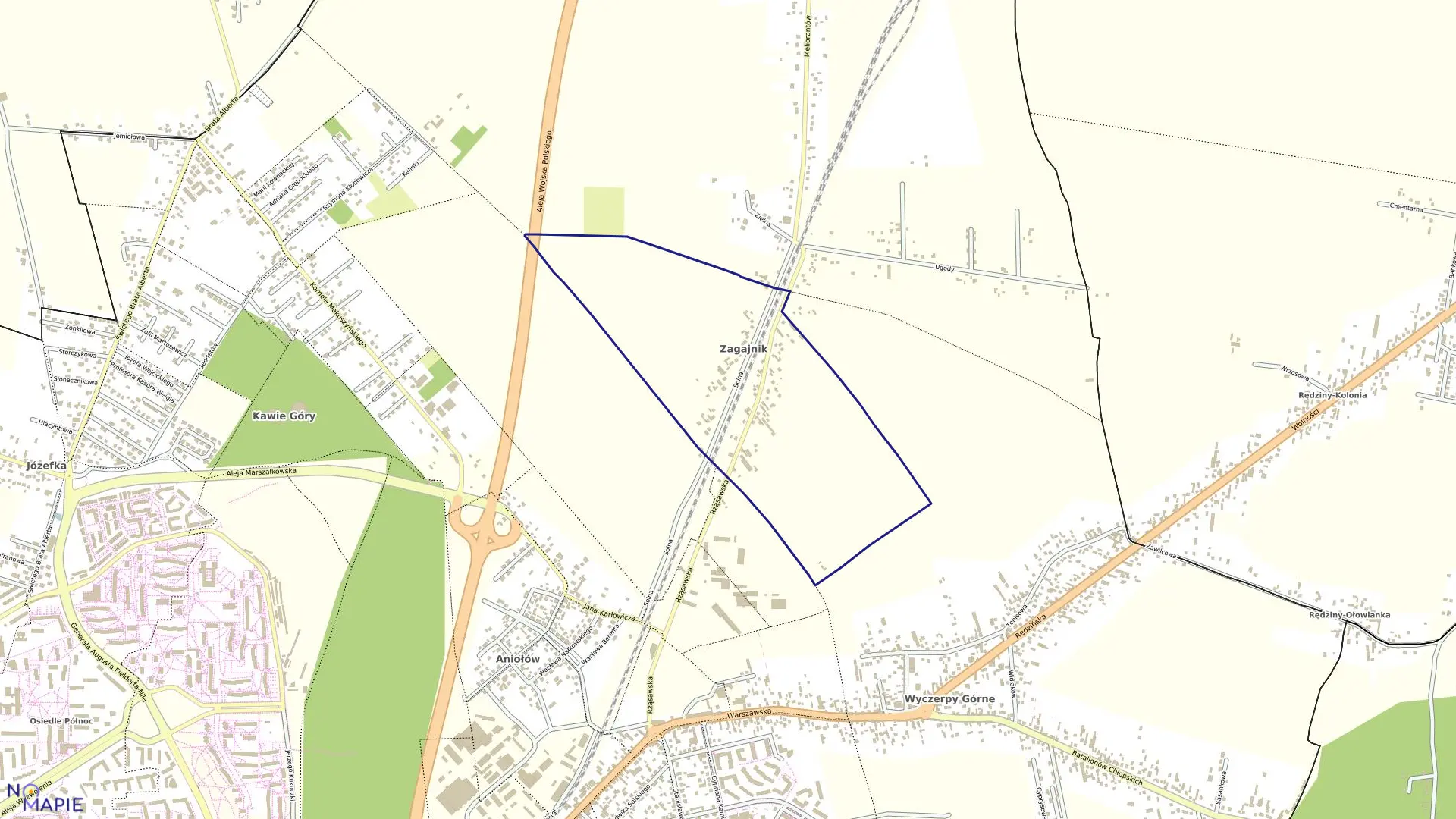 Mapa obrębu 421-Zagajnik w mieście Częstochowa