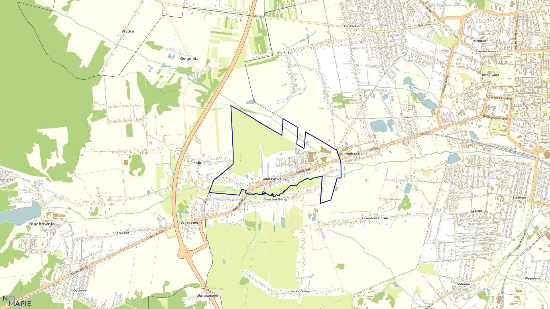 Mapa obrębu 427-Gnaszyn Dolny w mieście Częstochowa