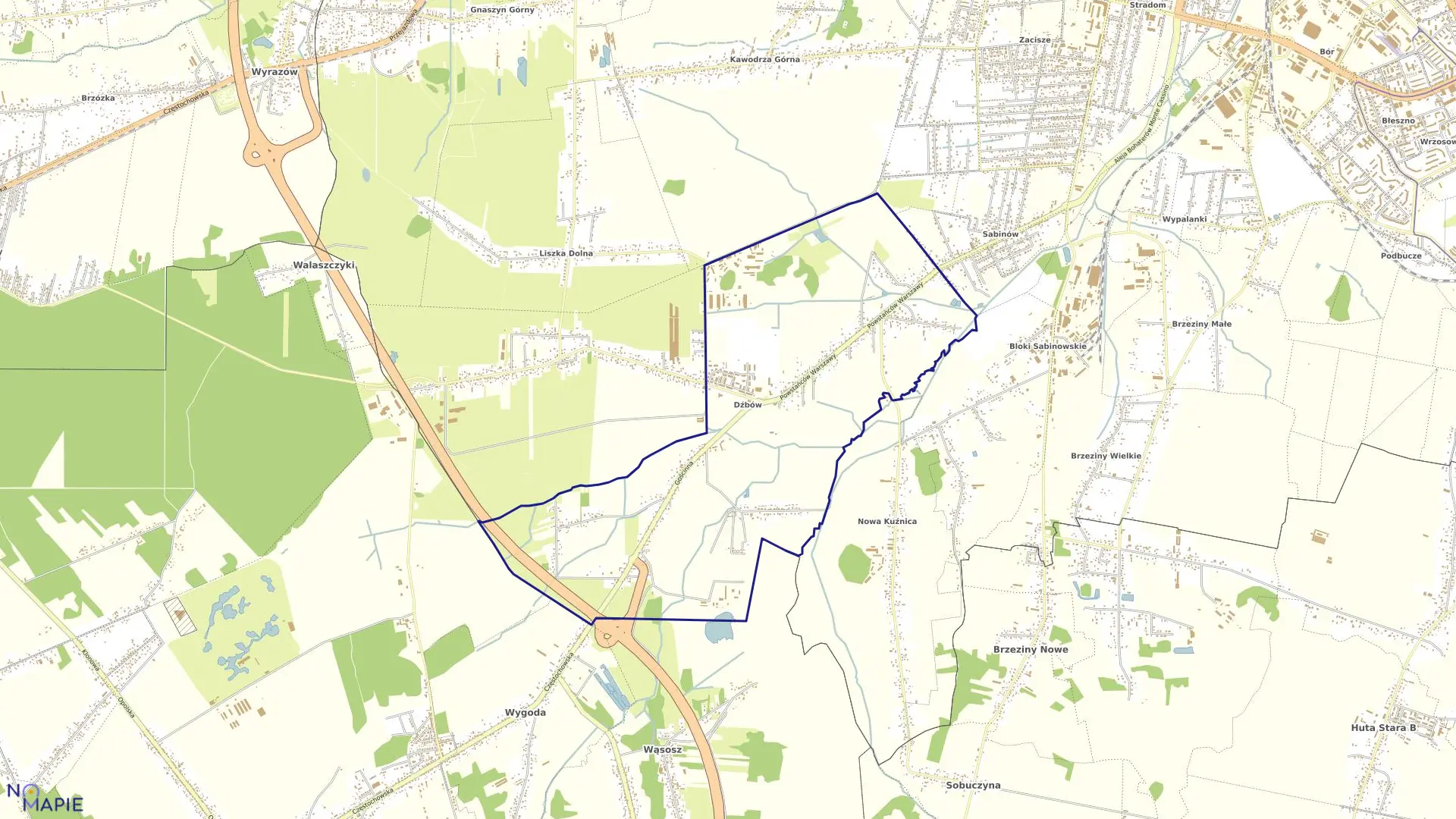 Mapa obrębu 431-Dźbów w mieście Częstochowa