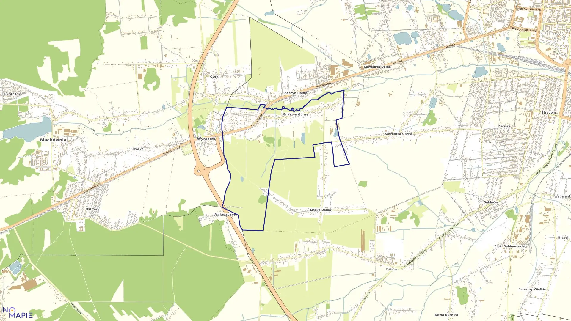 Mapa obrębu 434-Gnaszyn Górny w mieście Częstochowa