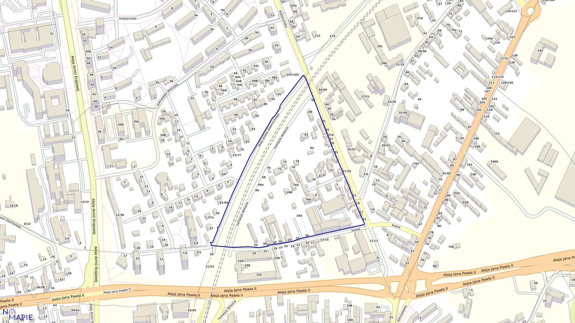 Mapa obrębu 44 w mieście Częstochowa