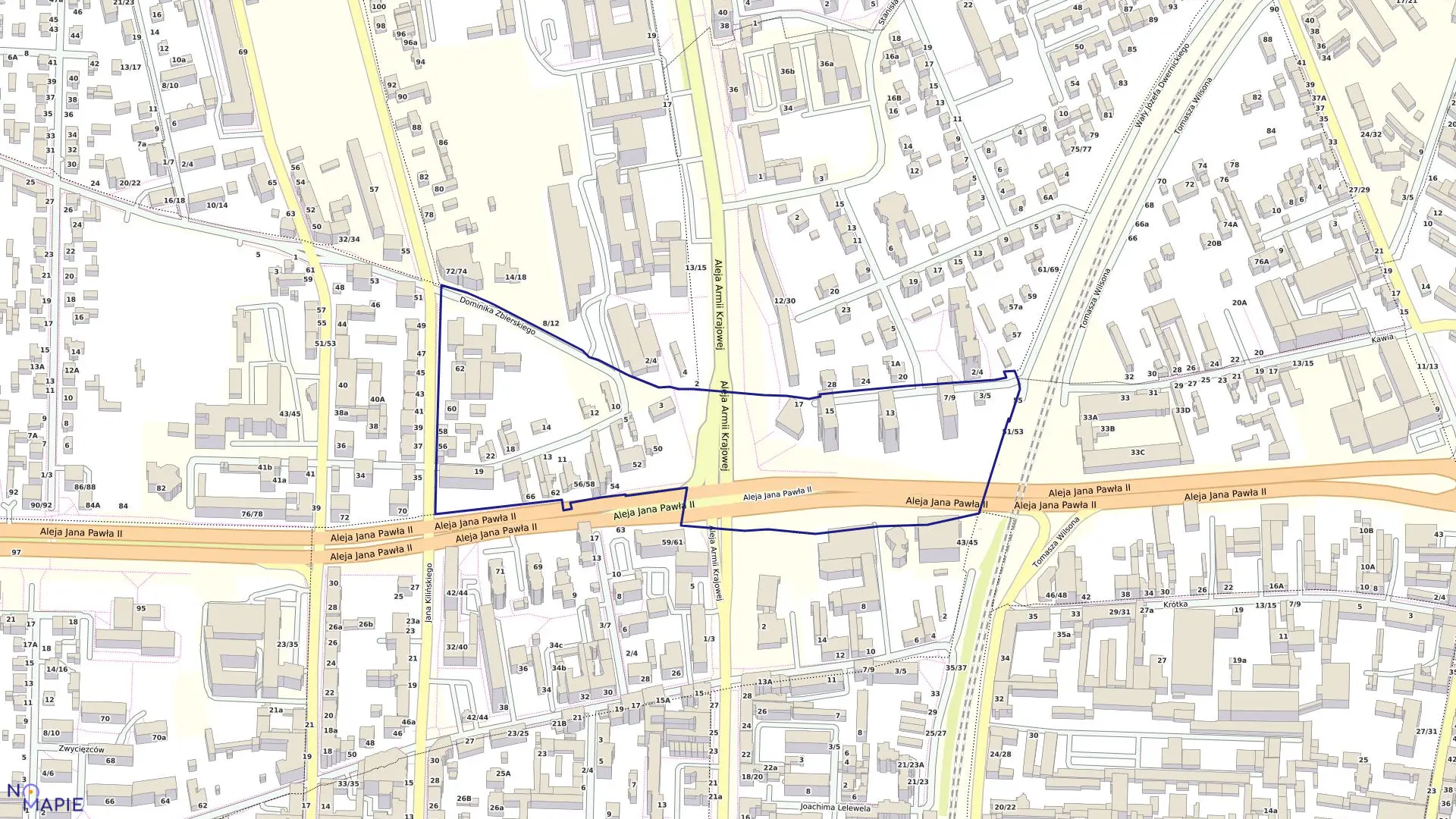 Mapa obrębu 75 w mieście Częstochowa