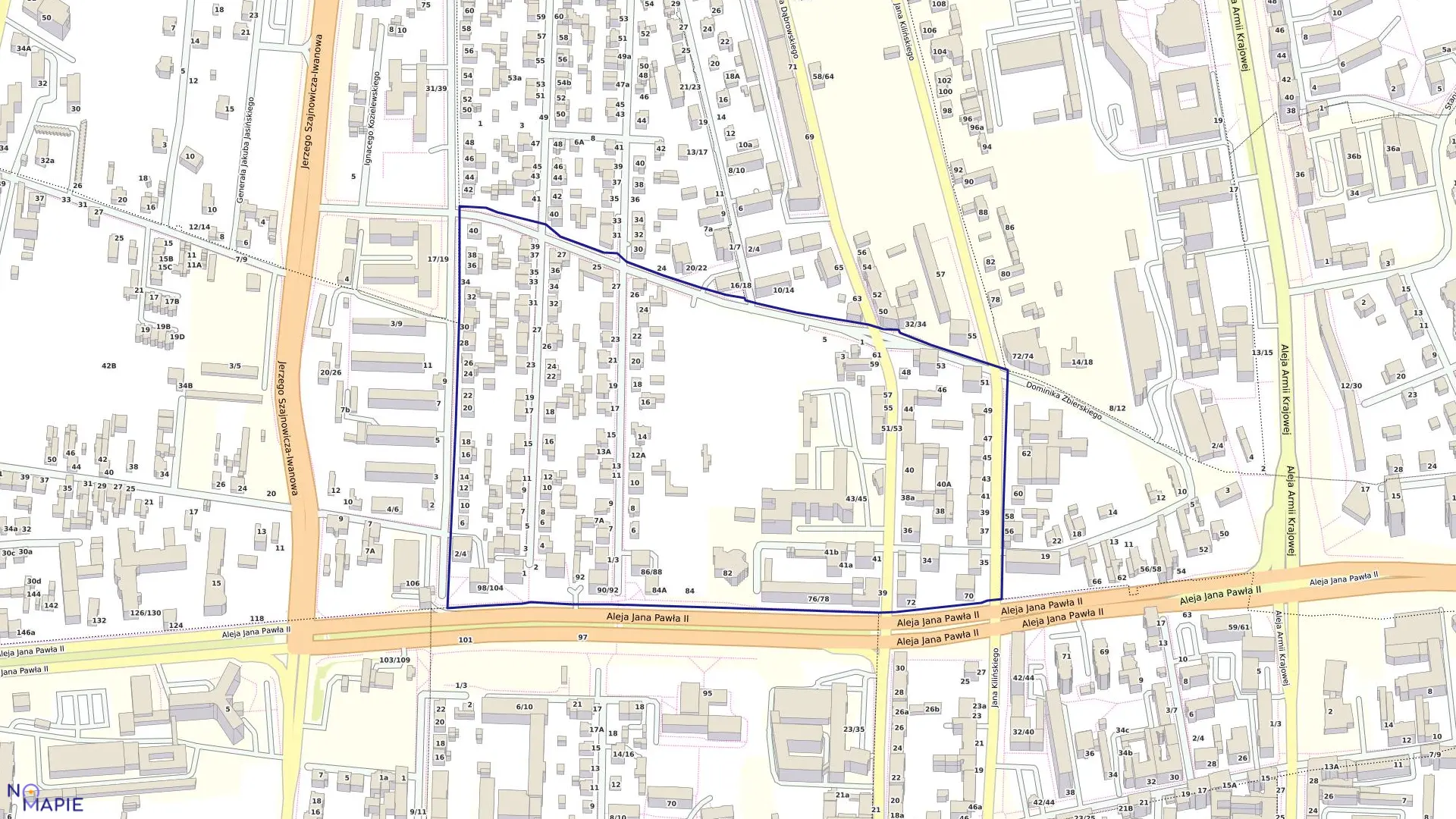 Mapa obrębu 76 w mieście Częstochowa