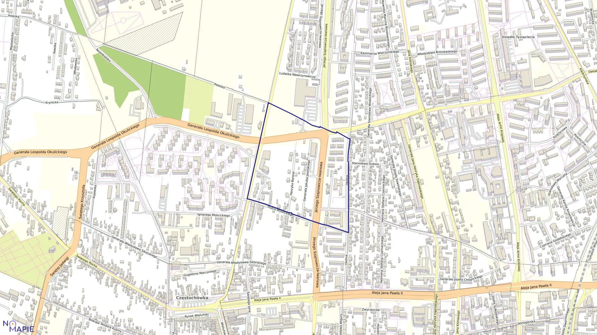 Mapa obrębu 78 w mieście Częstochowa