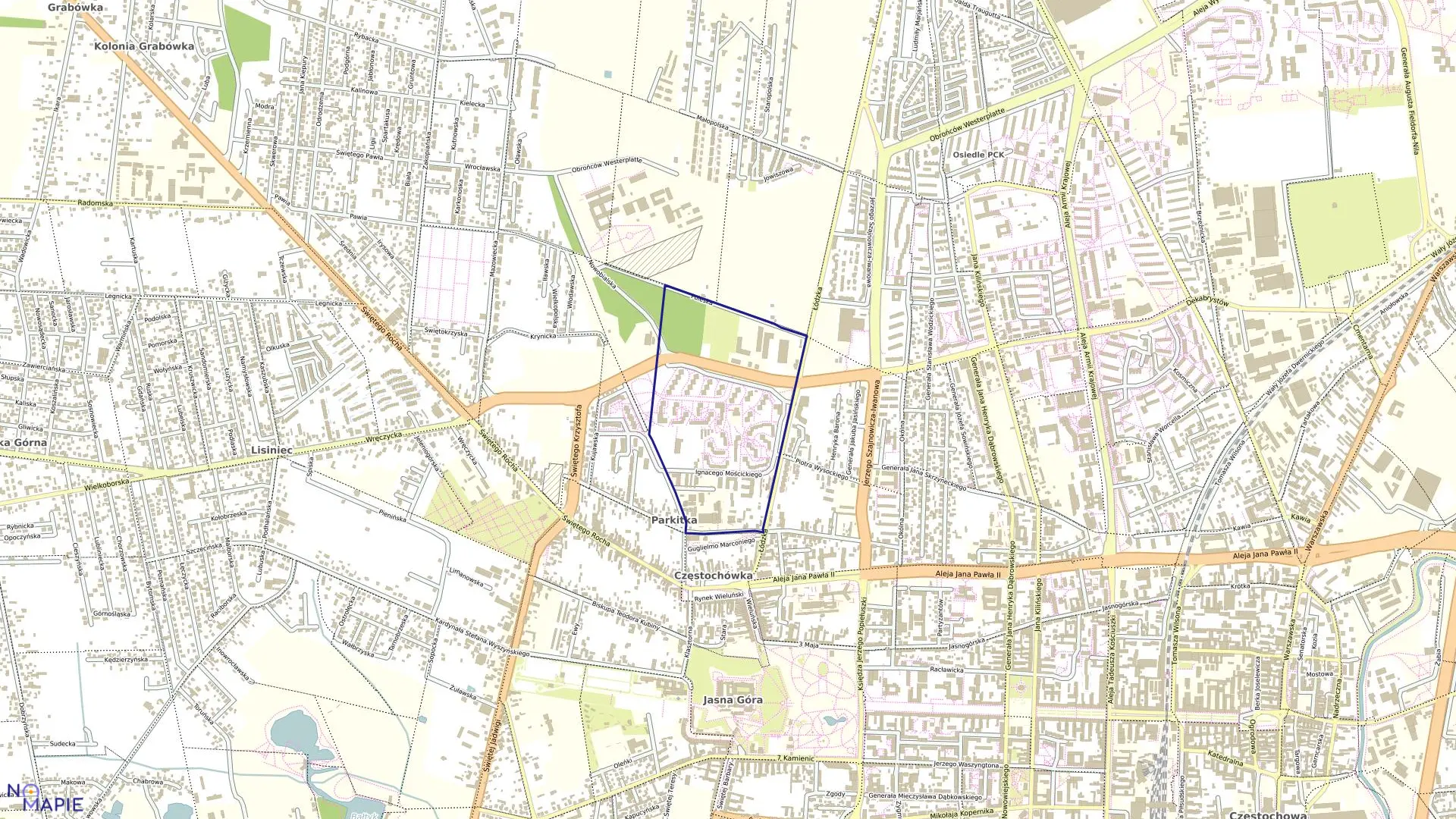 Mapa obrębu 80 w mieście Częstochowa