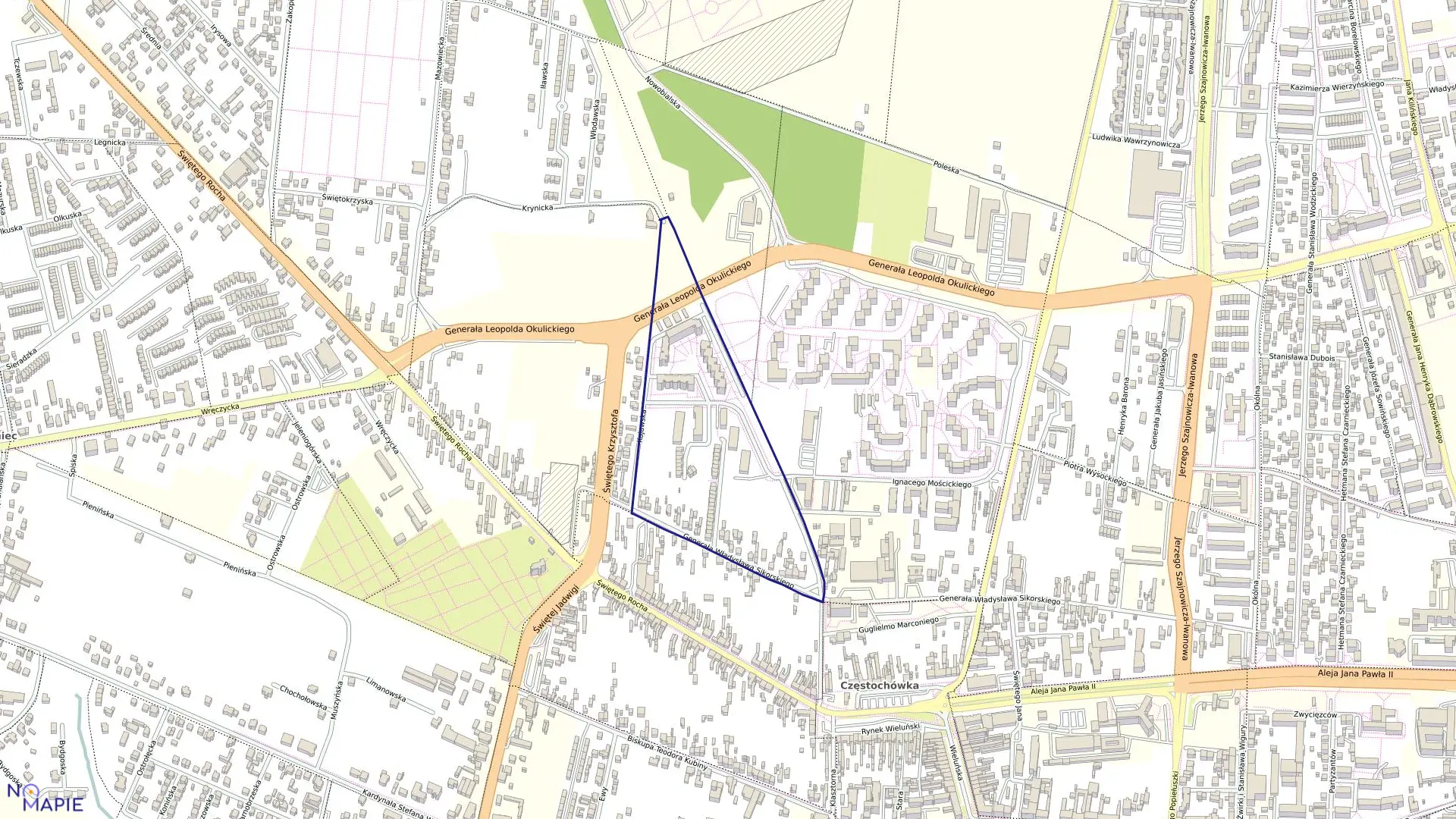 Mapa obrębu 82 w mieście Częstochowa